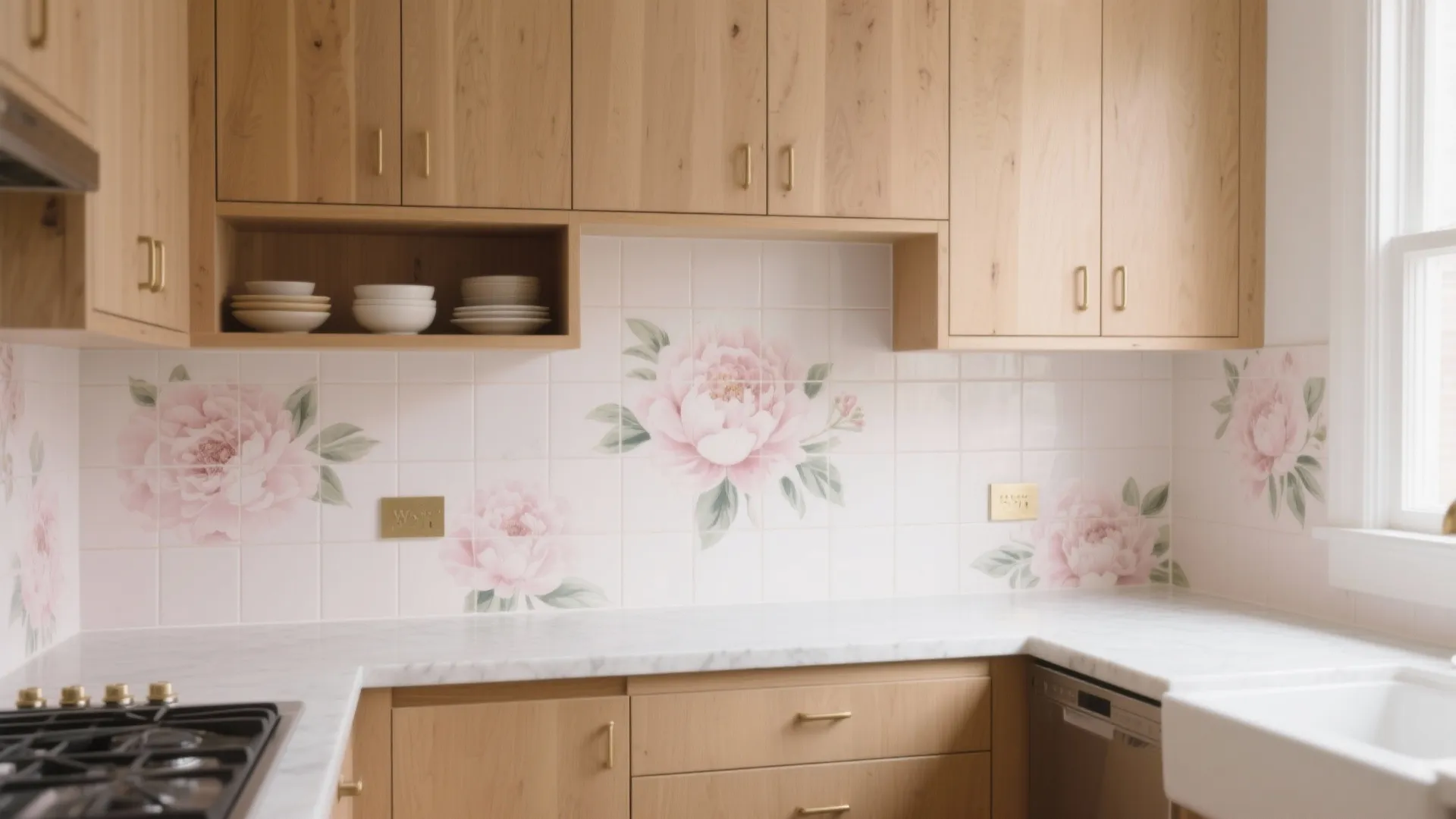 Soft Pastel Floral Backsplash