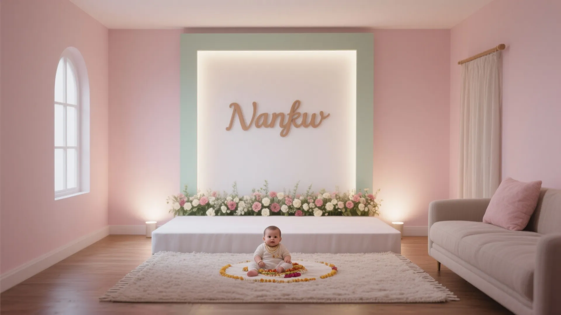 Soft Pastels with a Minimal Stage & Name Sign