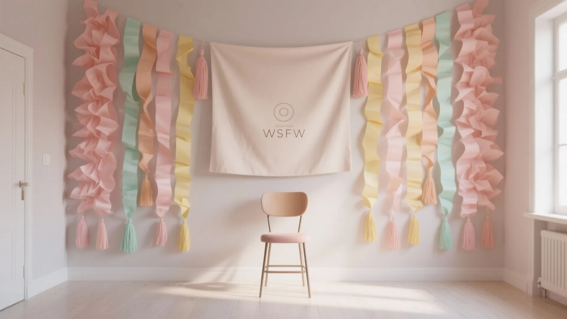 Pastel Streamer Wall and Banner Backdrop