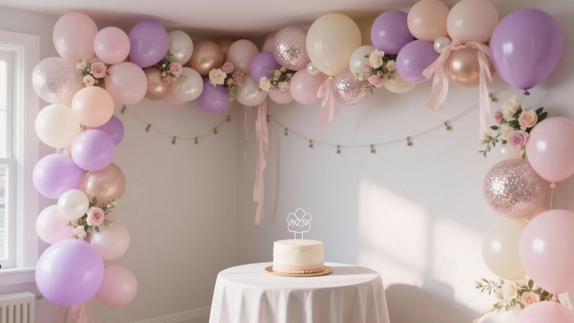Pastel Balloon Garland With Mixed Textures