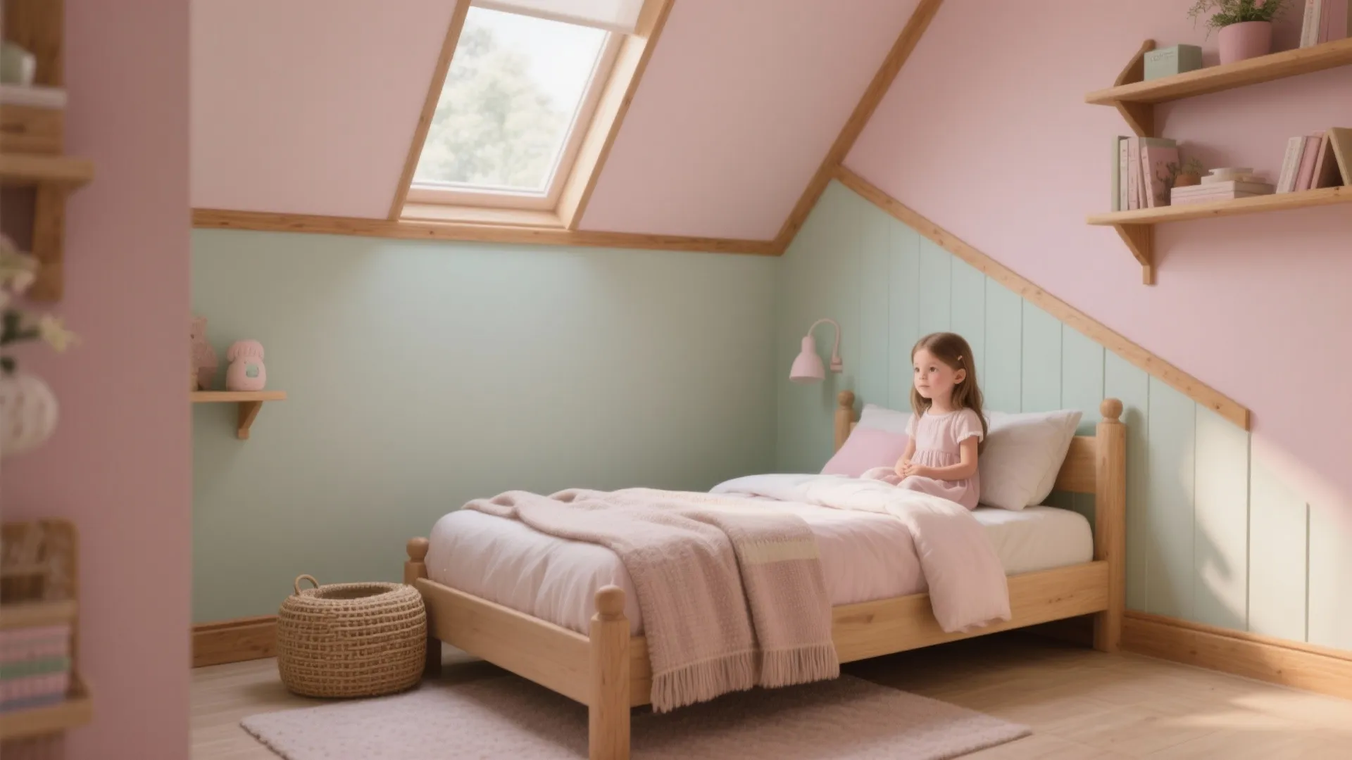 2. Soft Pastel Base + Natural Wood Trim