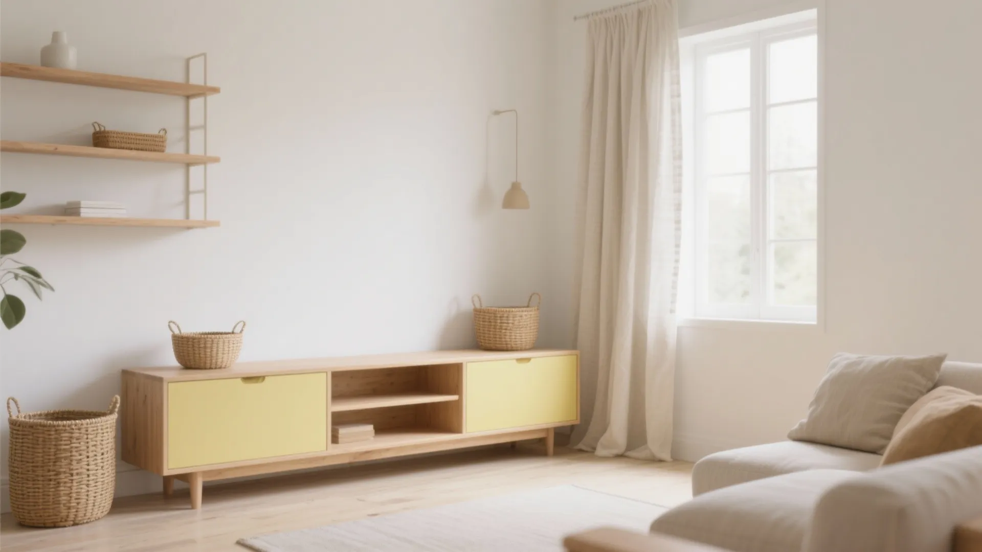 Pastel Yellow & Natural Wood