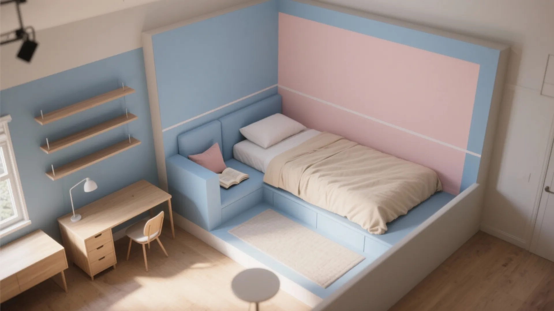 Pastel Zoning to Define Tiny Rooms