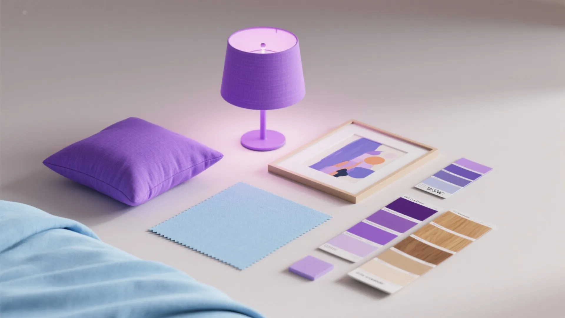 4. Pastel Blue Base + Pops of Electric Purple