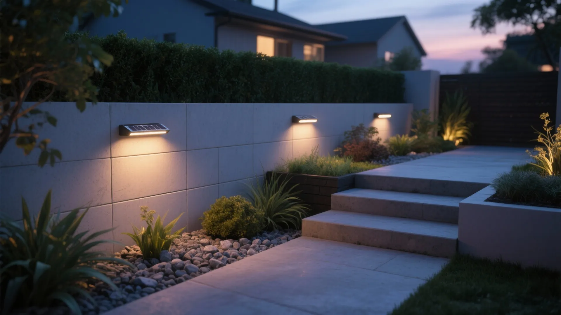 5. Accent Path Lighting Using Low-Profile Wall Fixtures