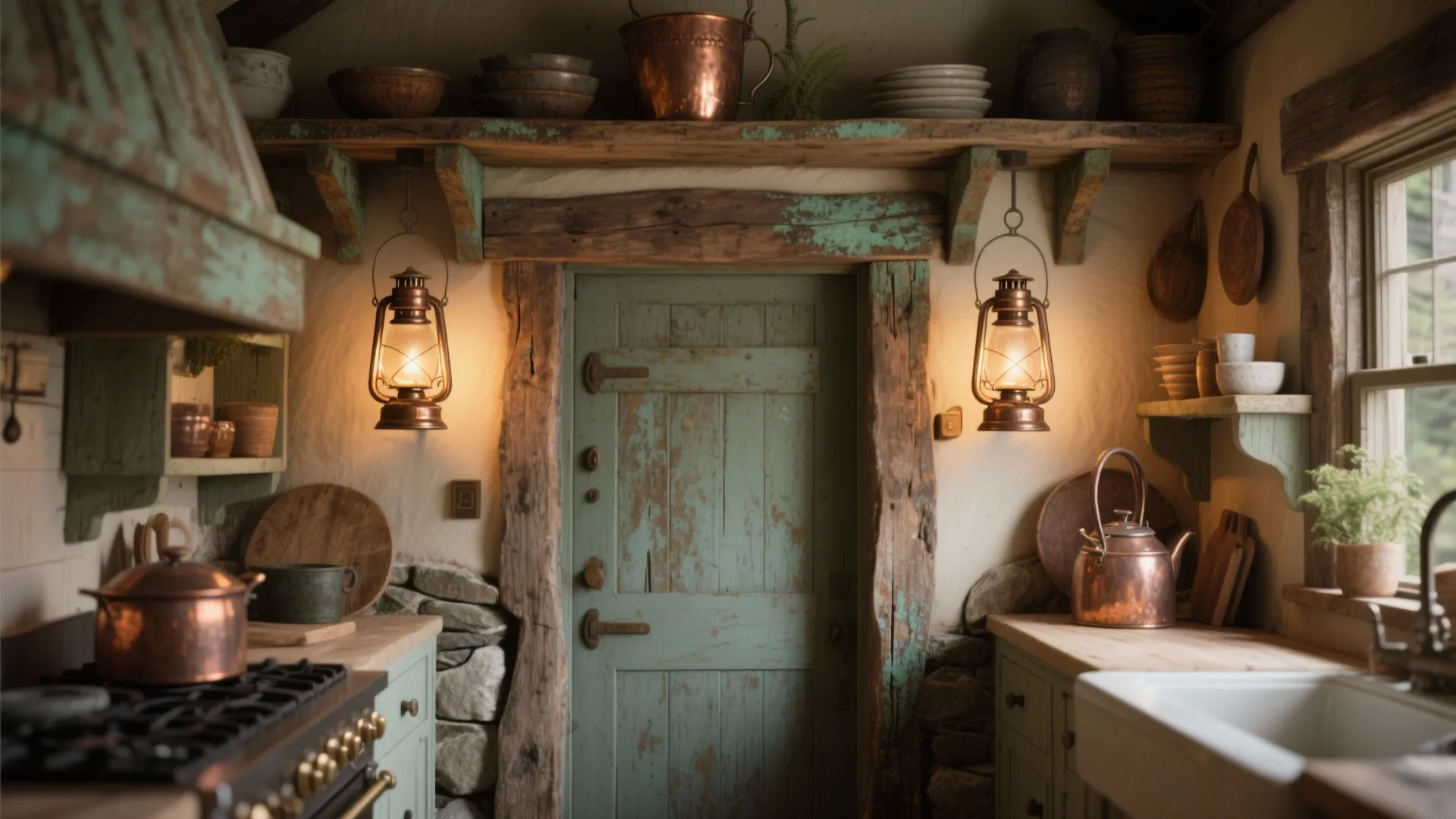 5. Patinated Copper Lanterns