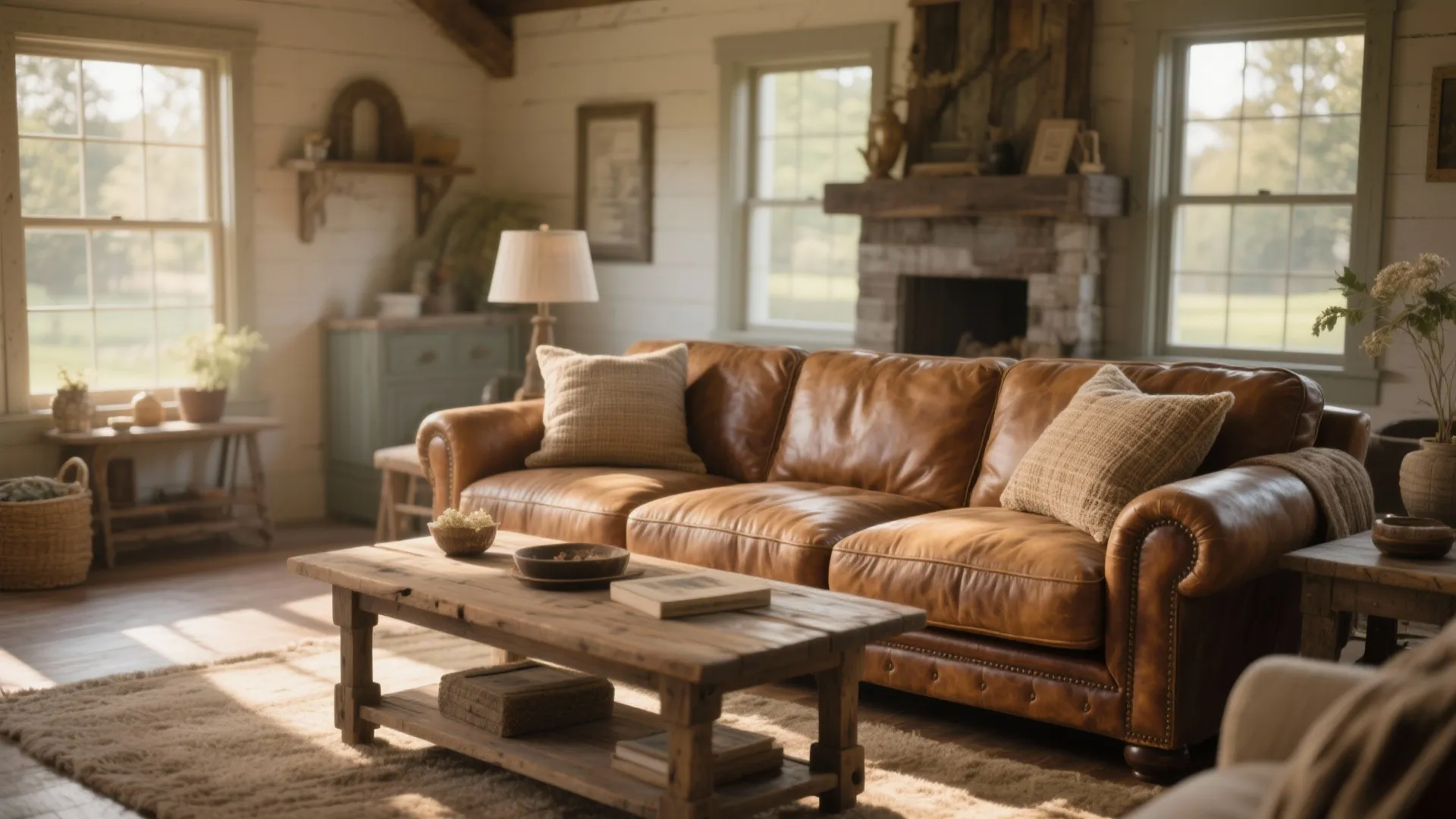 Patinated Leather Sofas