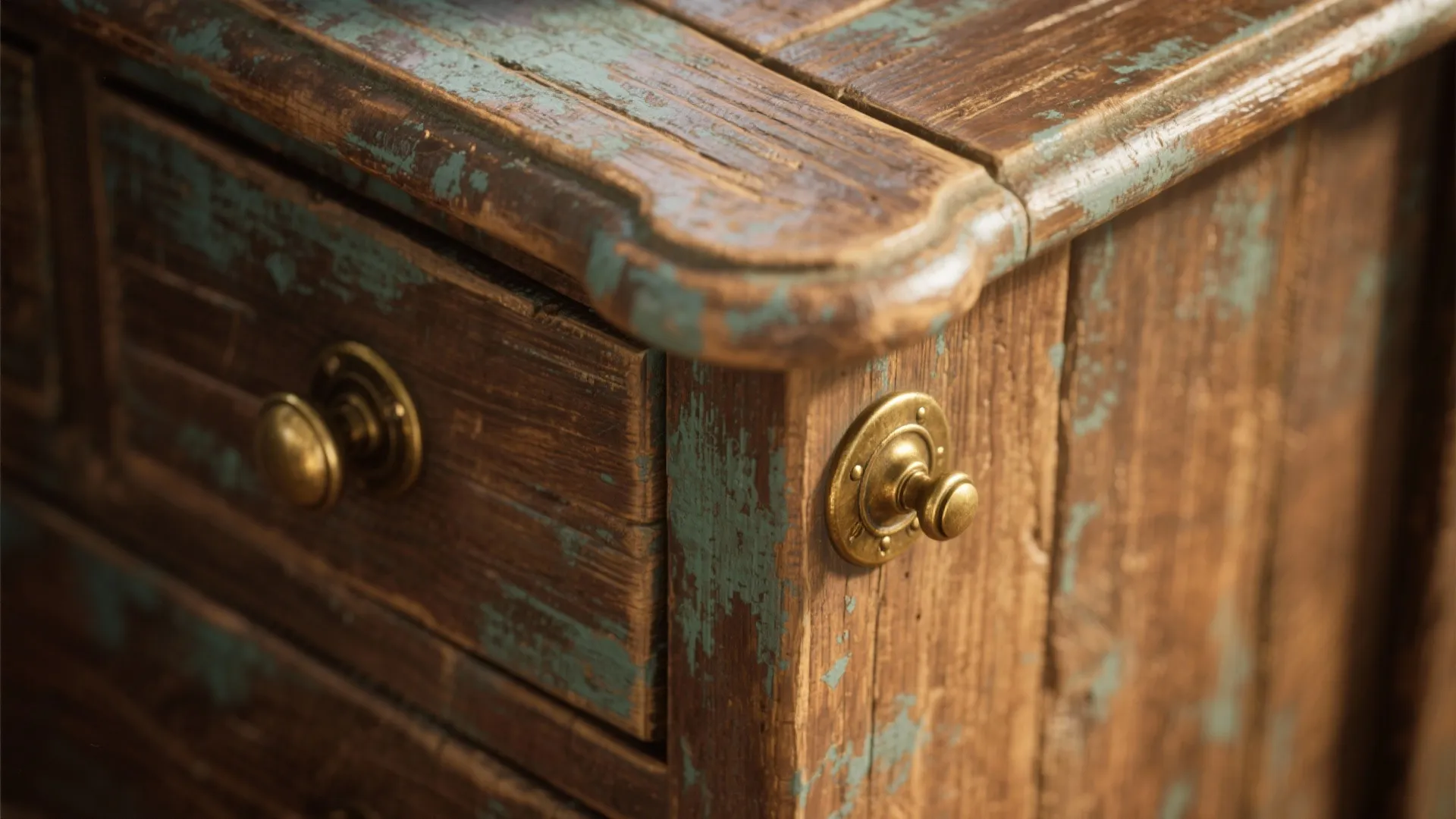 Patinated Wood and Warm Metals