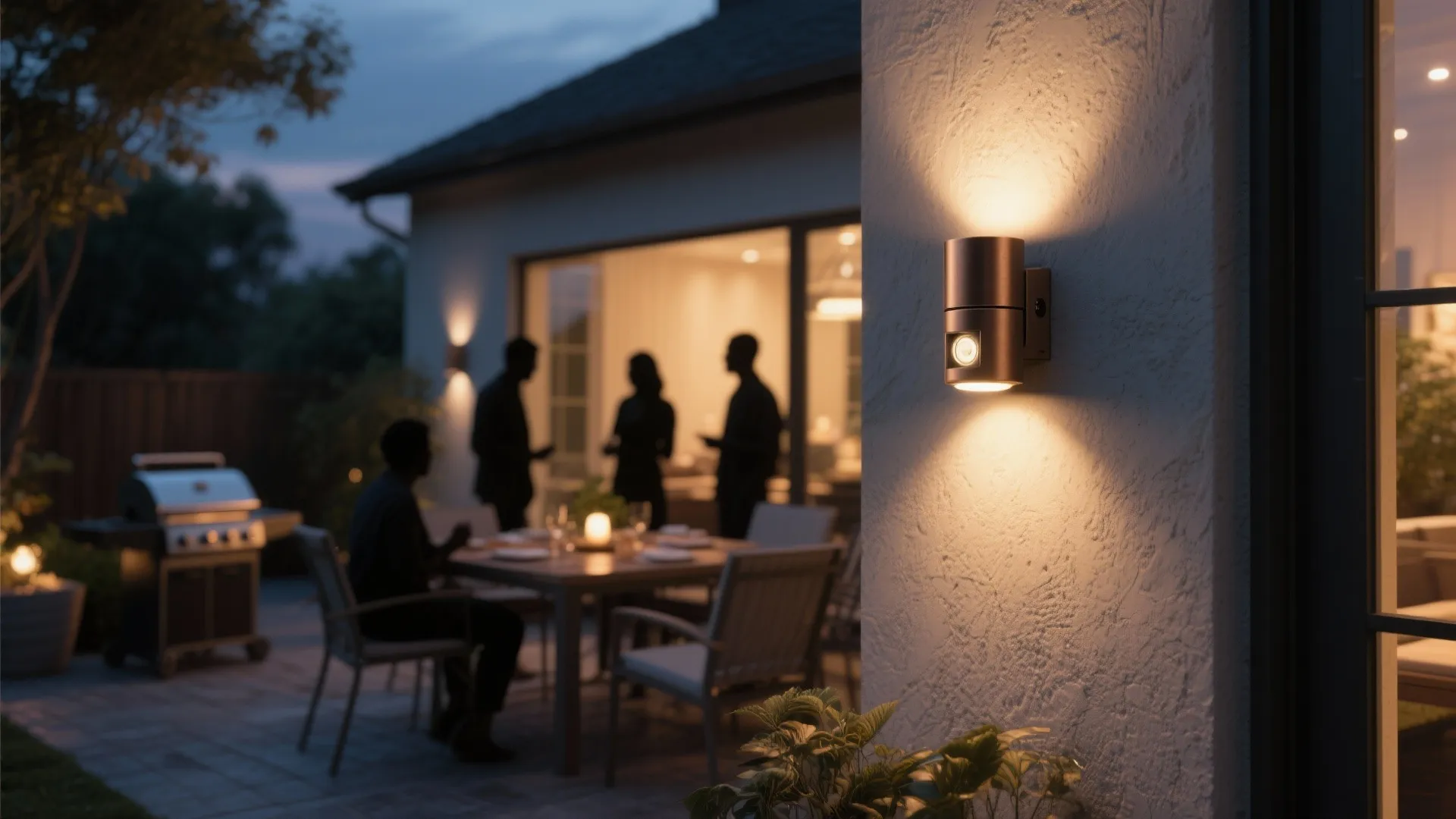 4. Accent outdoor living zones — dining and grilling