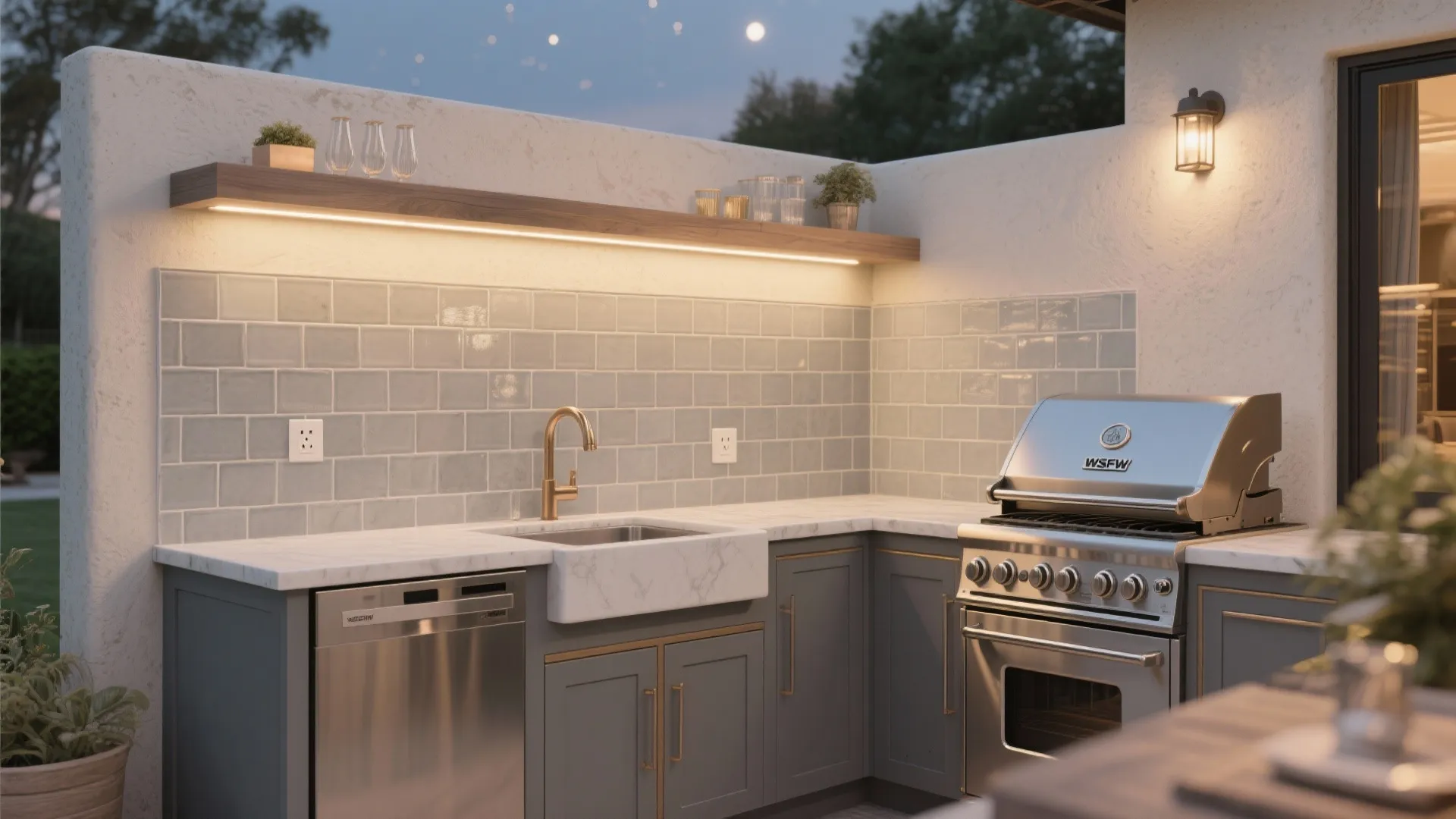 Outdoor kitchen backsplash that cleans like a dream