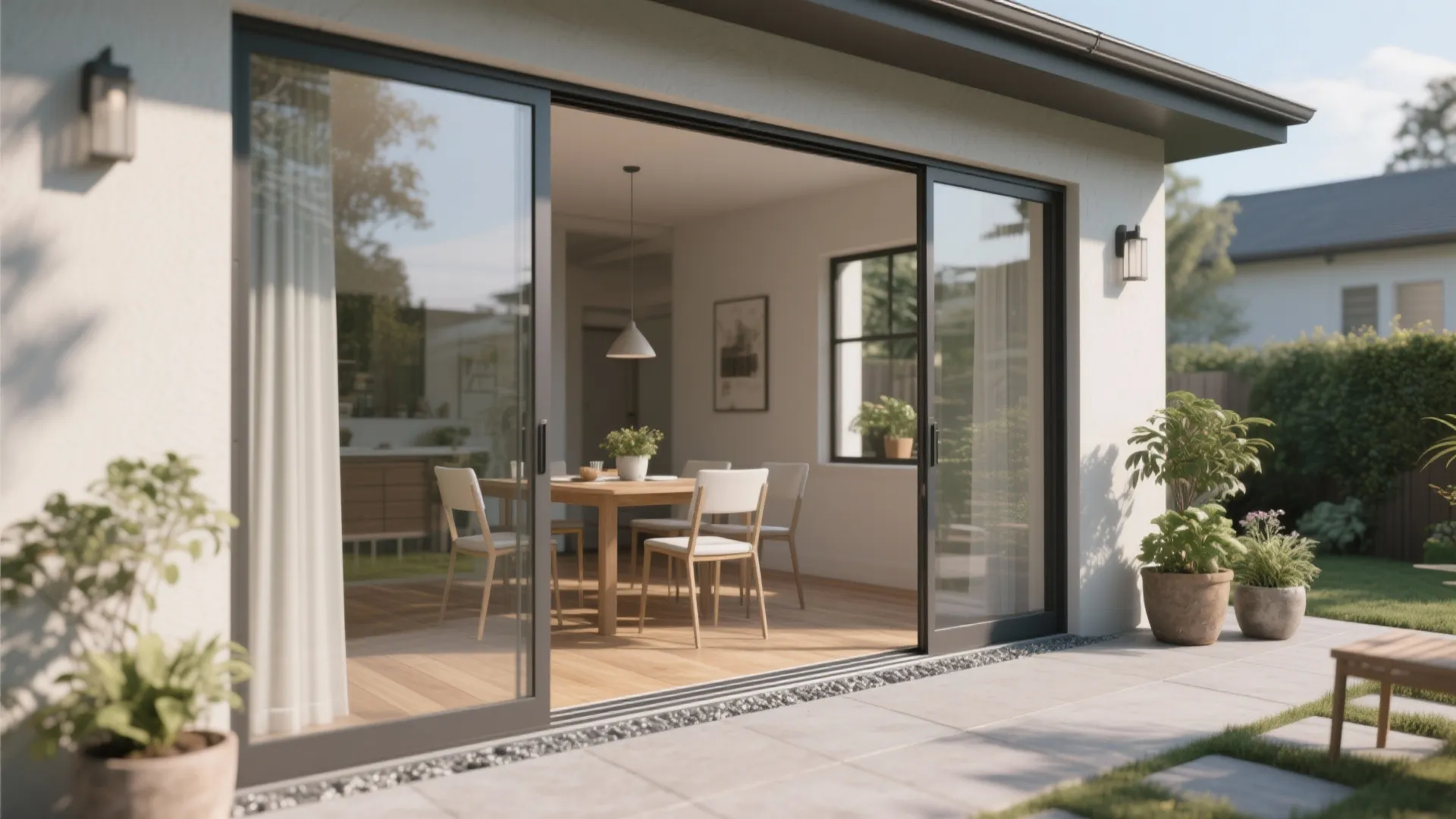 5. Outdoor connection with modest patio and sightlines