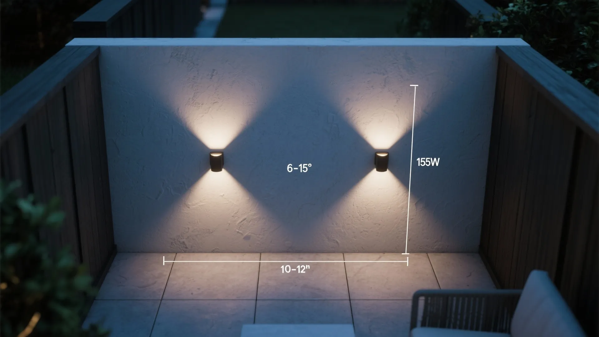 Shielded, dark-sky sconces for small patios
