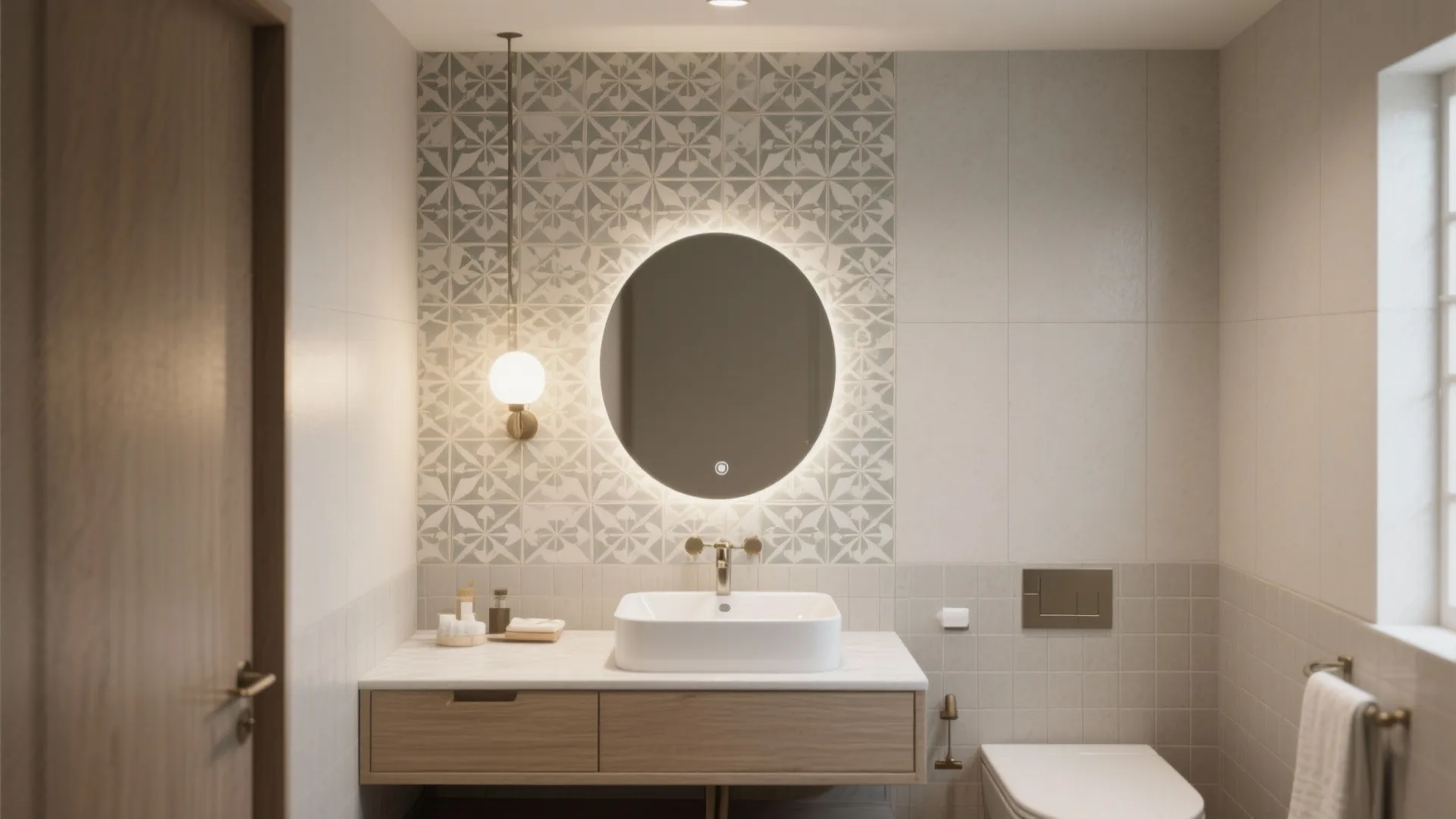 One Patterned Accent Wall, Everywhere Else Quiet