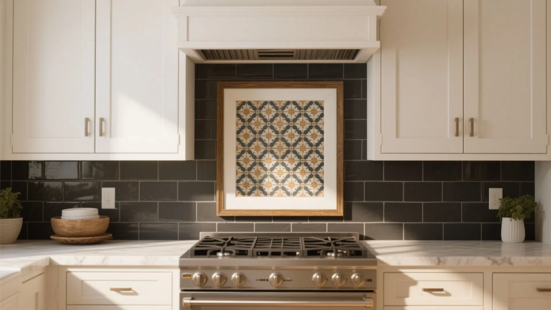 4. Bold patterned tile as an accent field