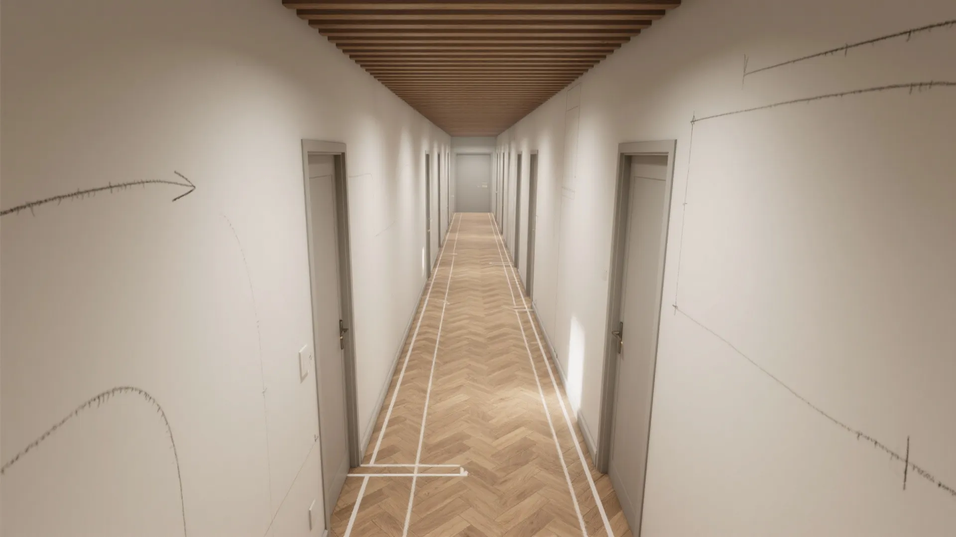 5) Floor and ceiling “echo”: match patterns or lines