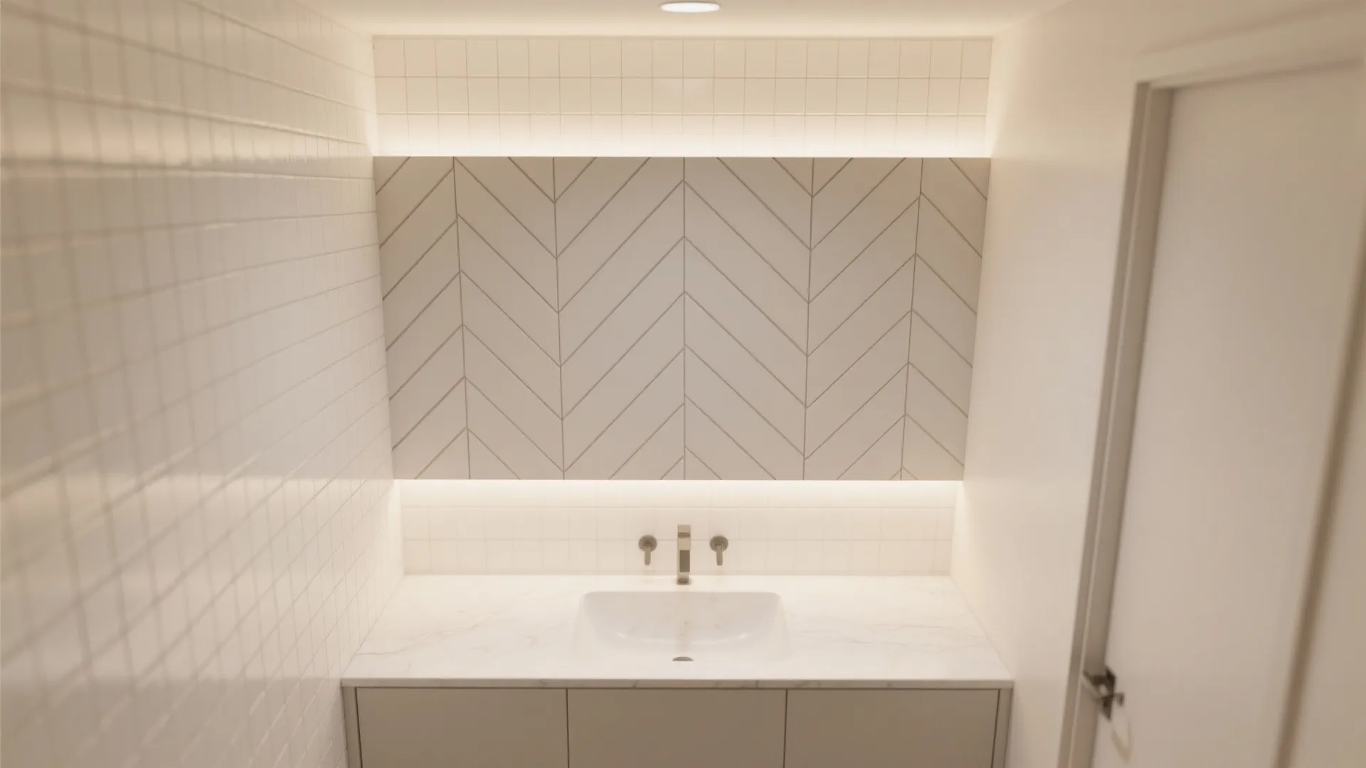 5) Tone-on-tone grout artwork and gentle pattern breaks