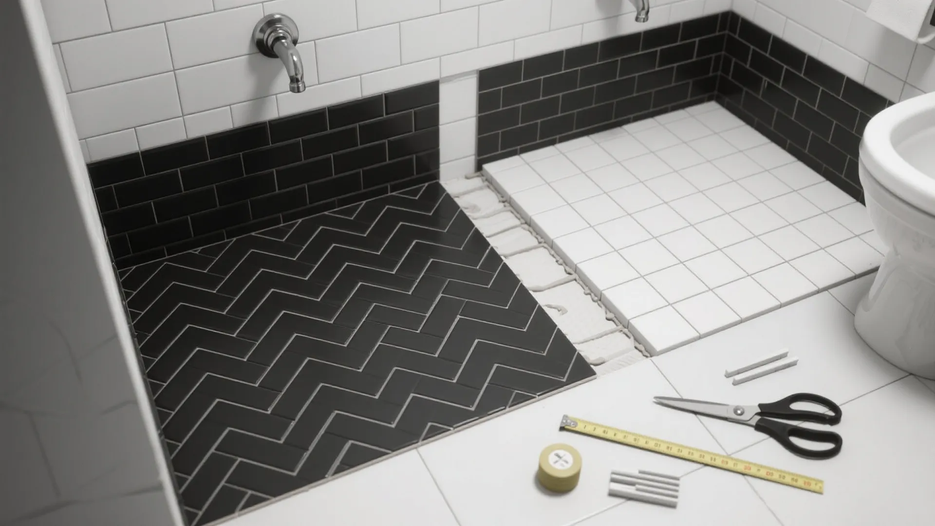 5. Pattern Play with Herringbone or Stacked Bond