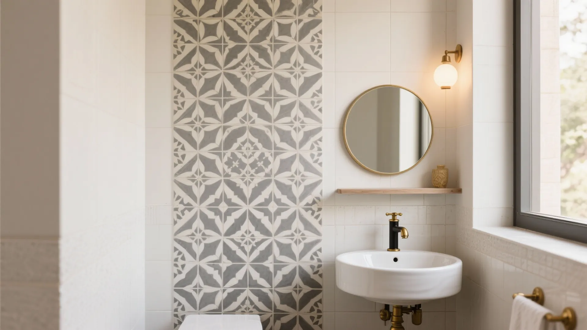 Patterned feature wall: Indian motifs, modern lines