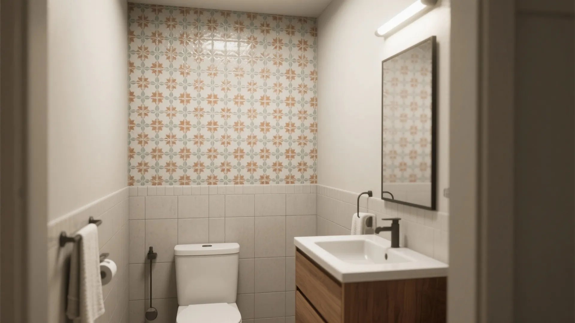 3. Create a patterned feature wall but keep the rest neutral