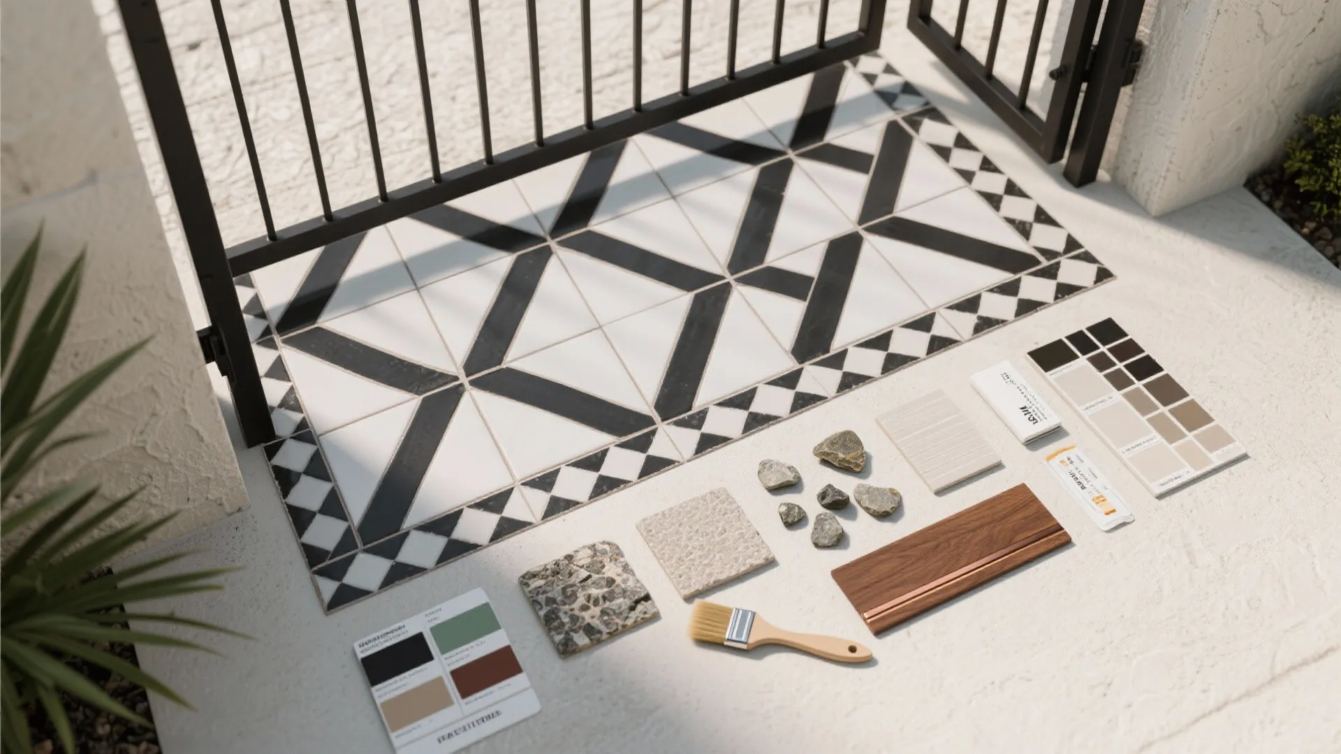 Patterned Encaustic or Cement Tiles for a Statement Gate