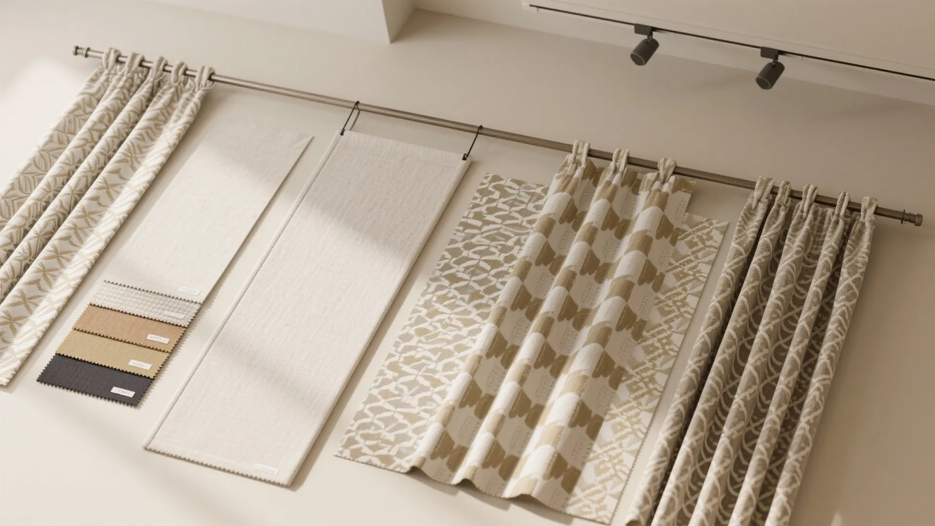 Patterned fabric partition as a focal wall