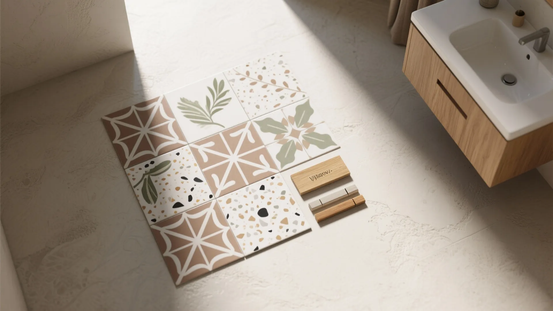 Statement graphics: encaustic-look or terrazzo fleck