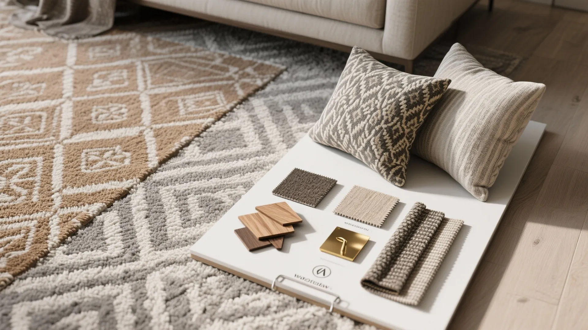 4. Pattern Play with Rugs and Cushions