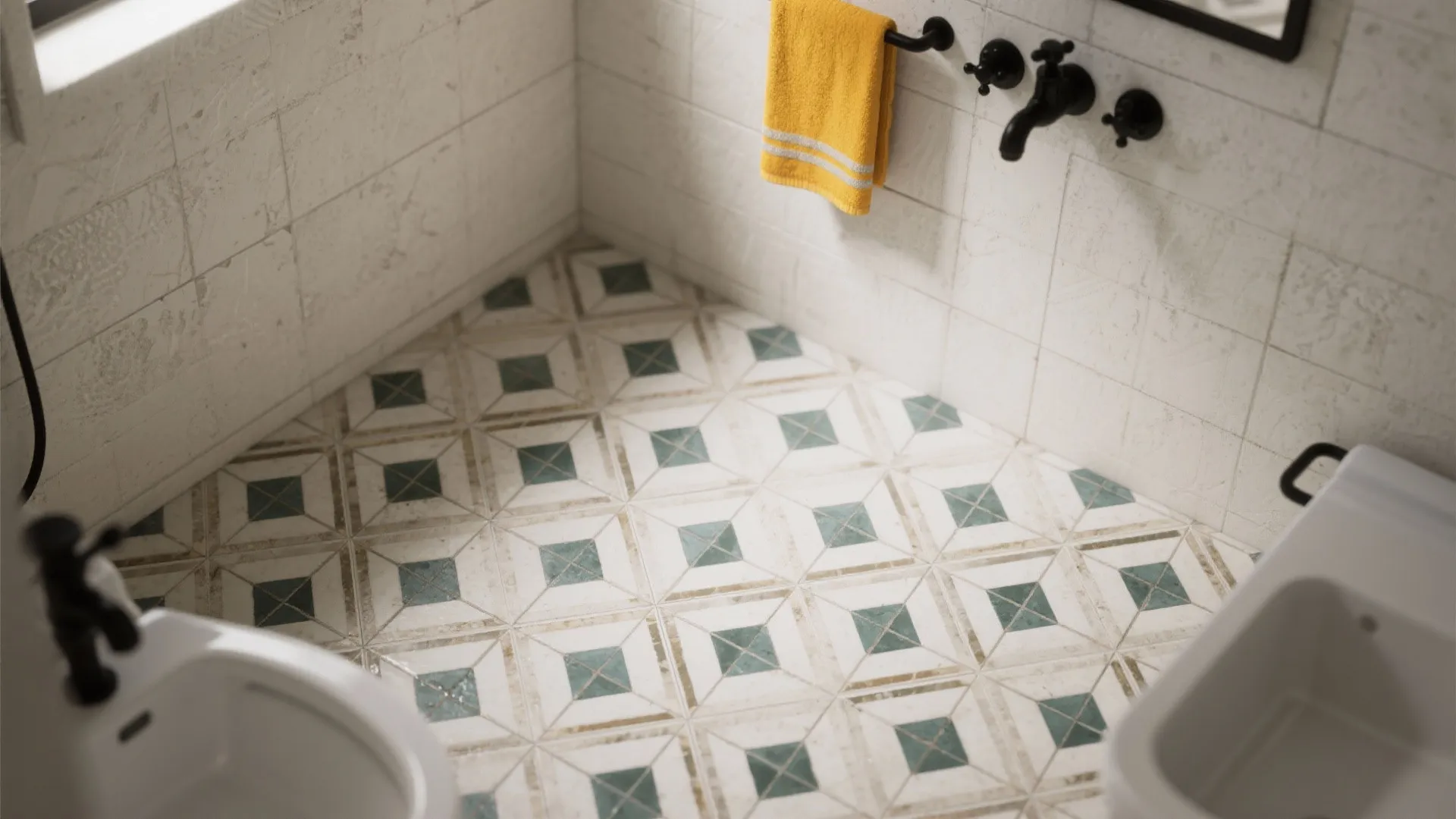5. Patterned Floor Tile with Minimal Fixtures