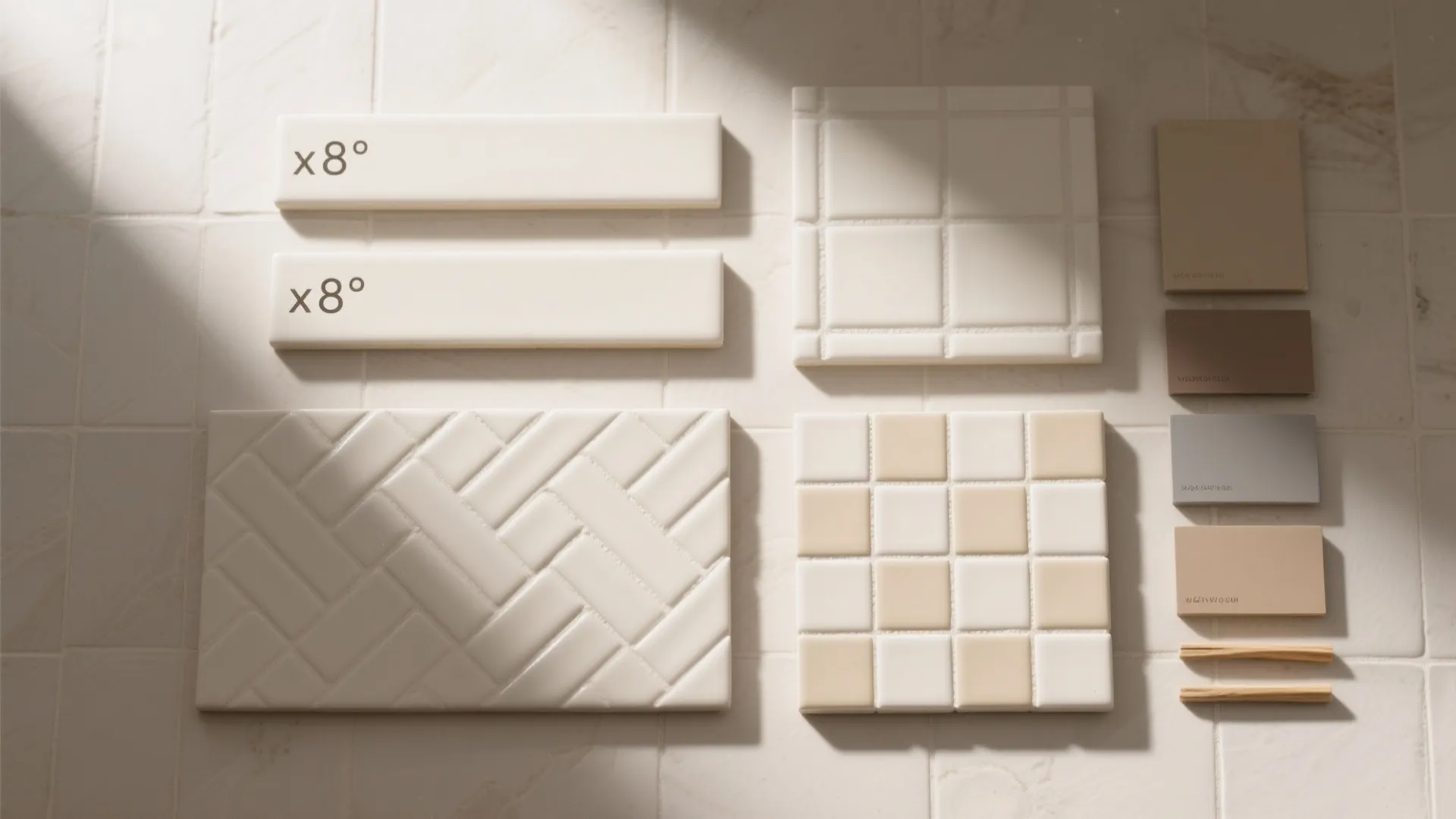 Patterns and Grout Play on Cream Tiles