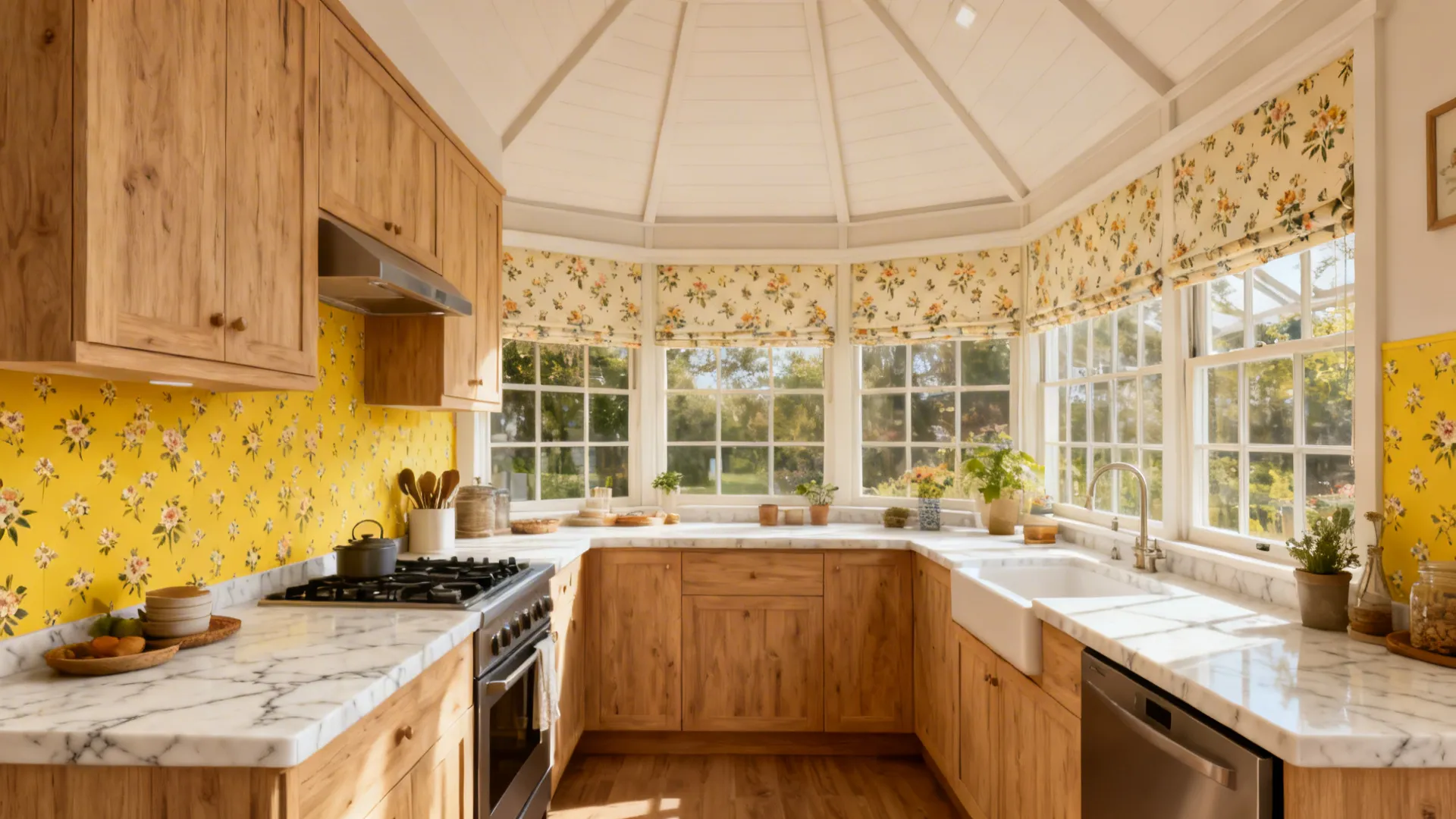 Pattern-on-Pattern: Subtle Florals with Wood and Stone