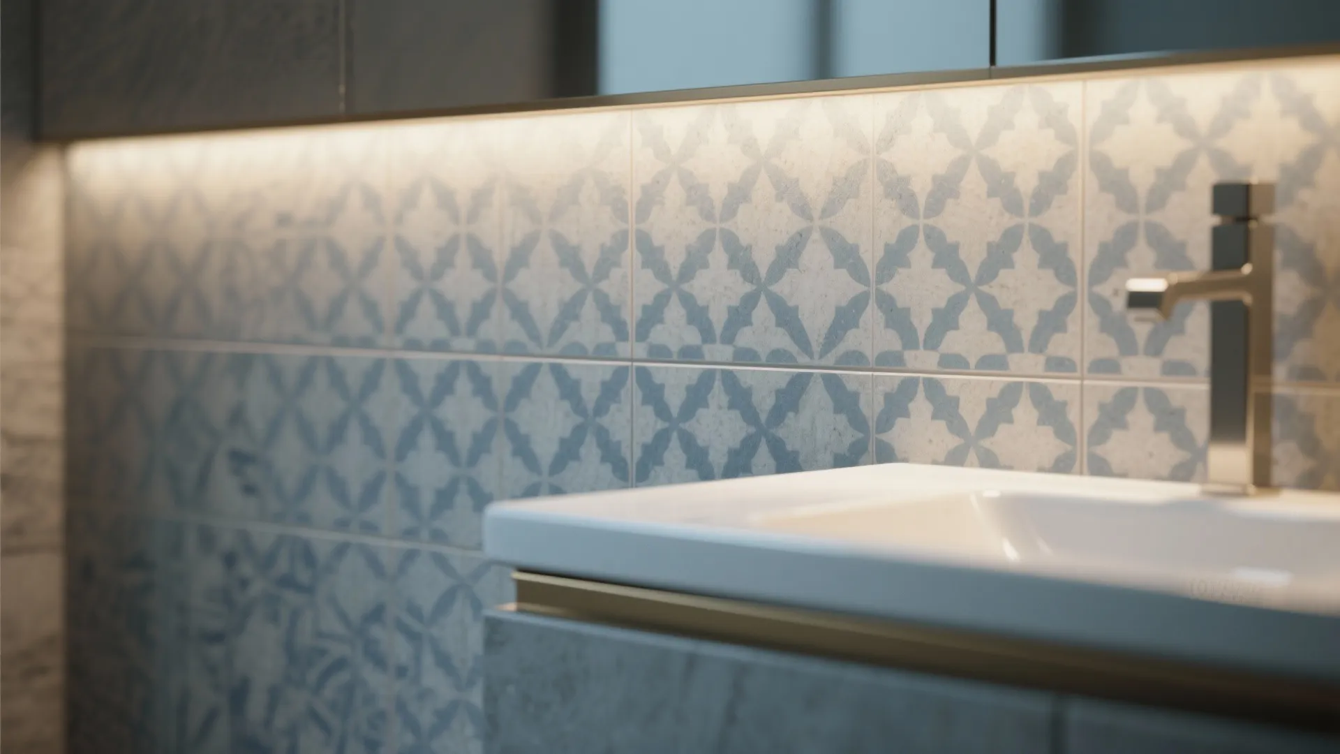 Patterned Half-Wall Behind the Vanity