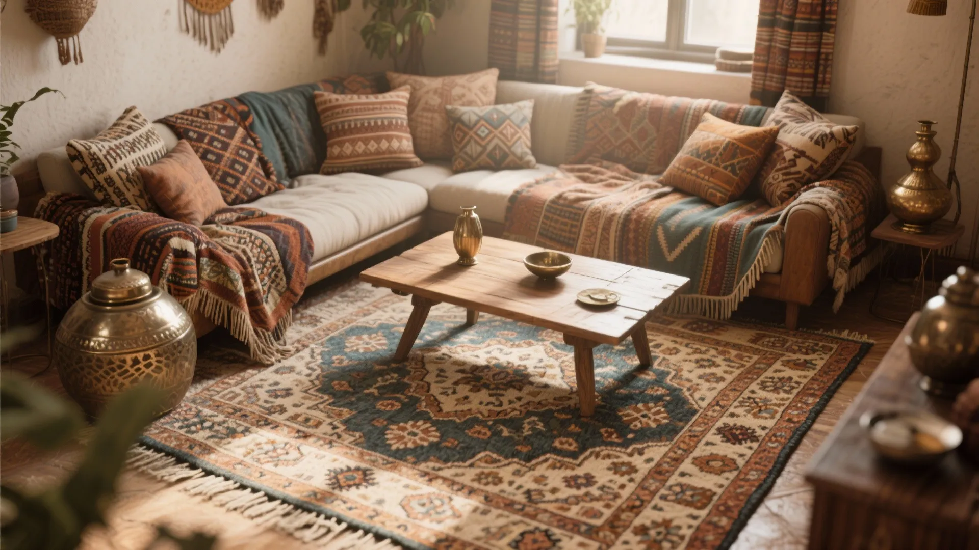 4. Pattern Play with Rugs and Throws