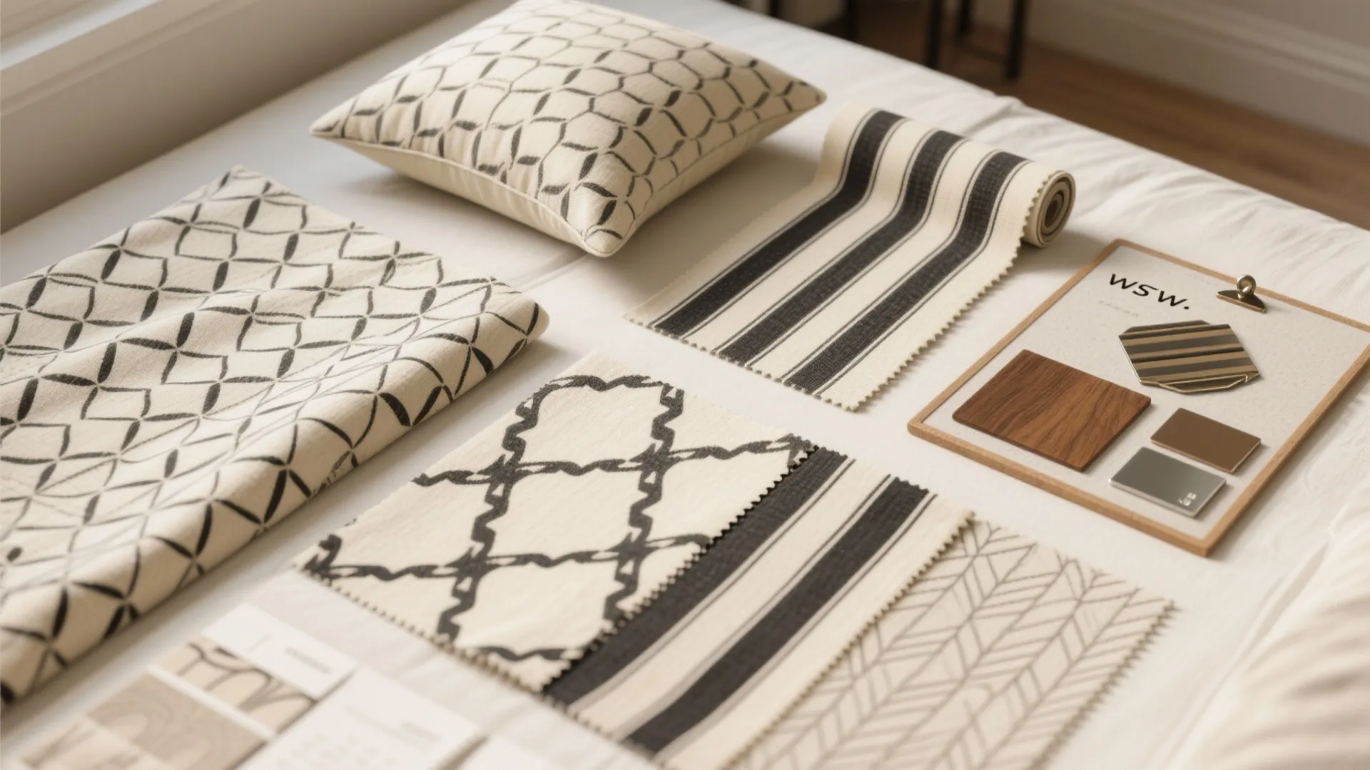 4. Pattern Play: Subtle Black Prints on Cream