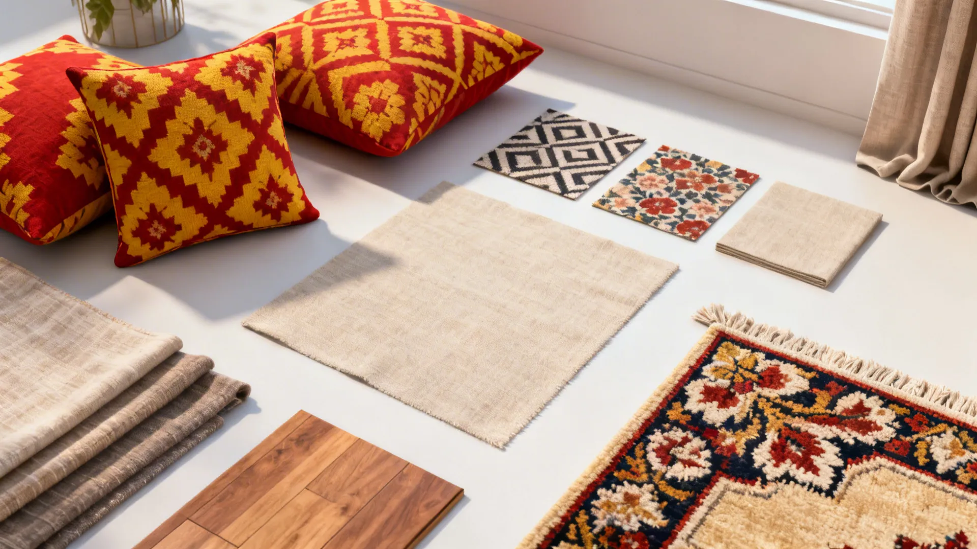 3. Pattern Play: Cushions, Curtains, and Carpets