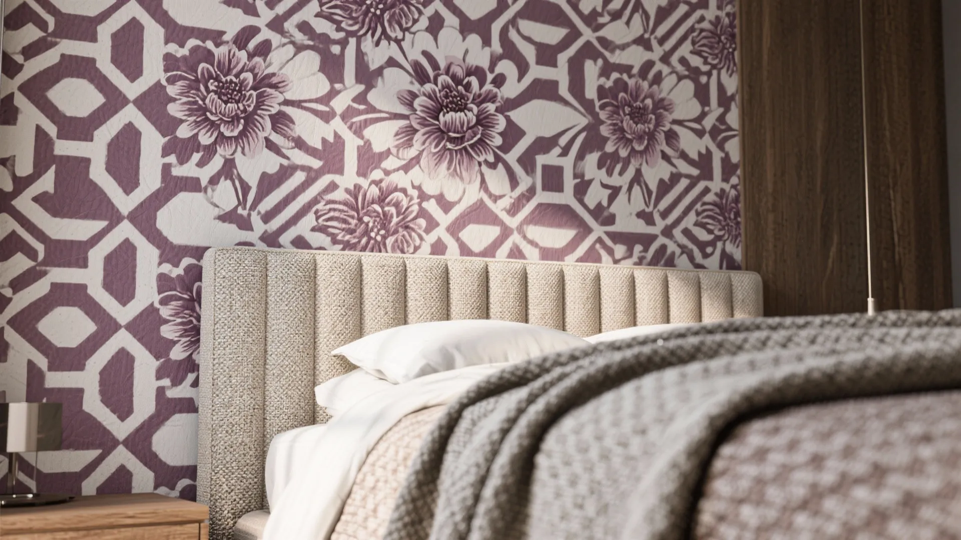 4. Pattern and Scale: Rugs, Wallpaper, and Headboards