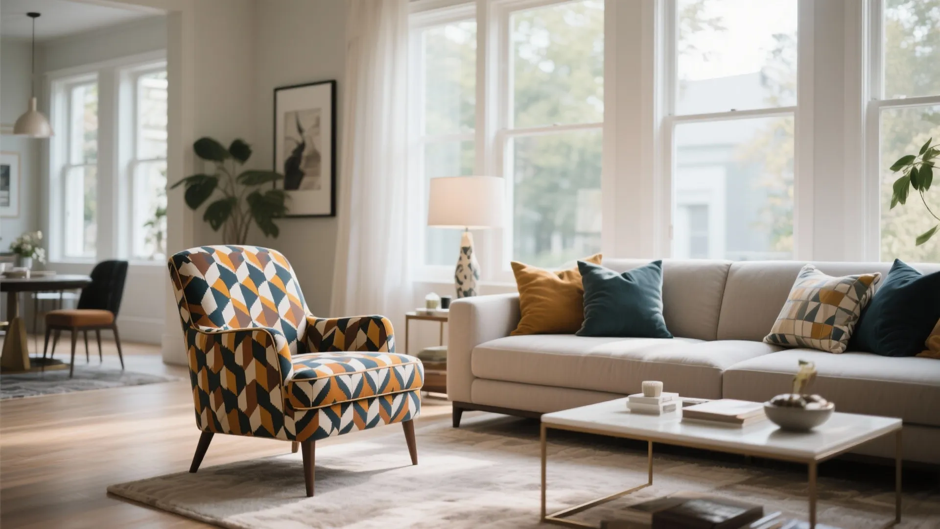 5. Blend Patterned and Solid Upholstery