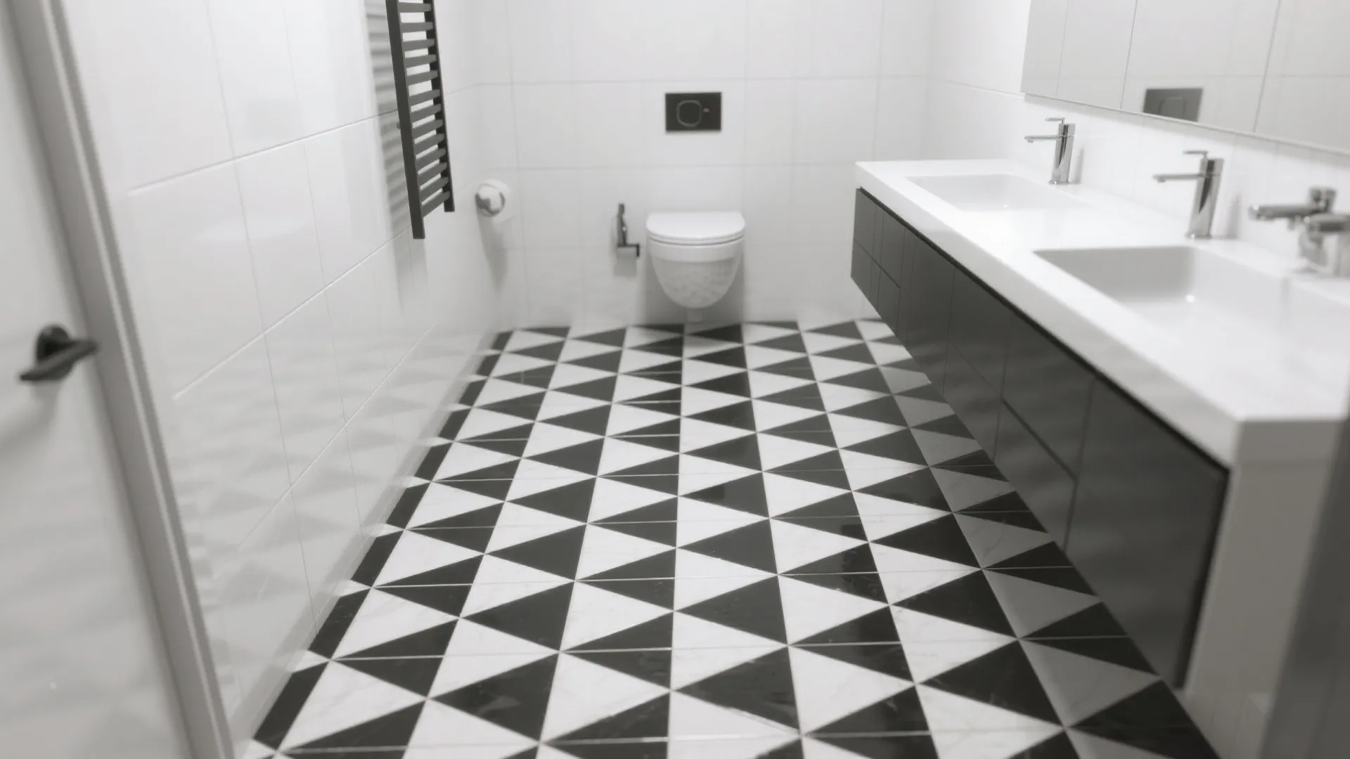 1. Crisp contrast with patterned tile