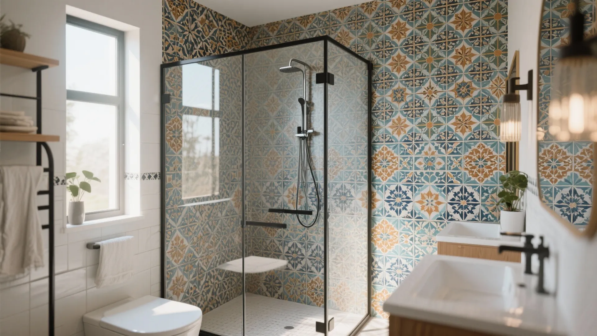 6. Statement Wall with Pattern Tile