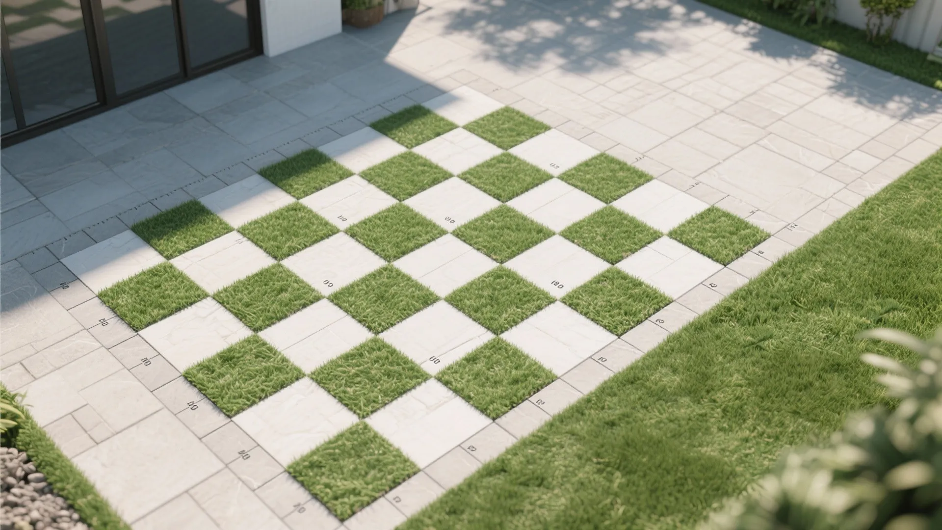 Pattern Play: Turf with Pavers or Rugs