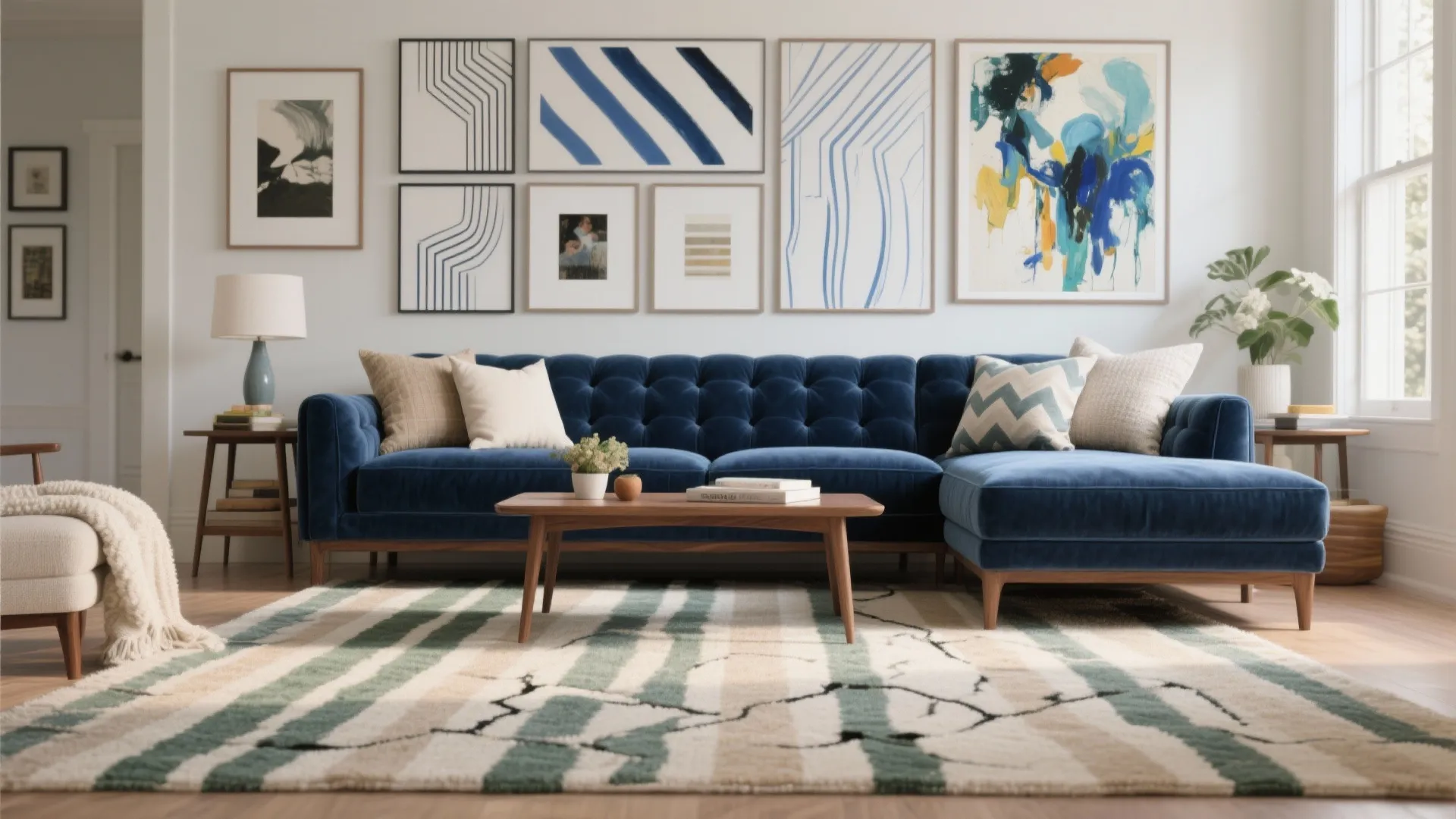 5) Pattern Play: Rugs, Art, and Pillows with Purpose