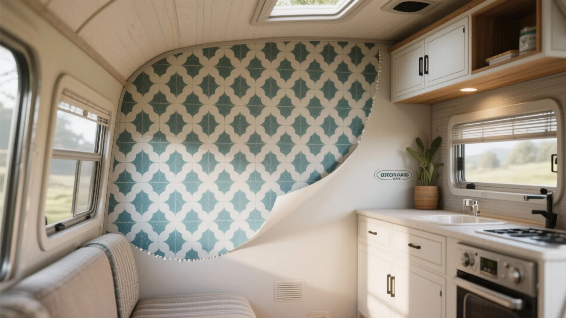 3. Apply removable patterned wallpaper for an accent