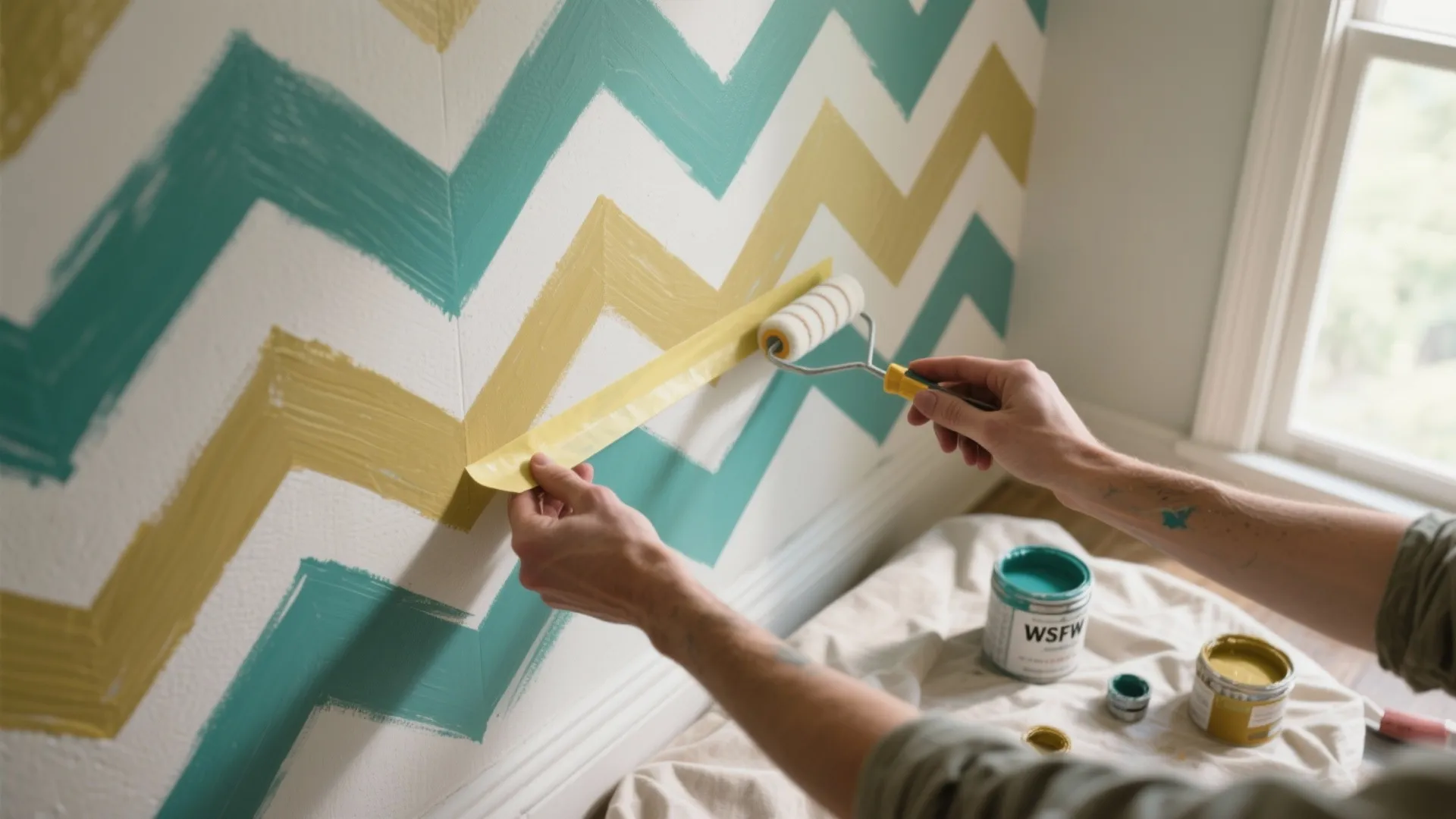 2. Patterned Accent Walls from Simple Techniques
