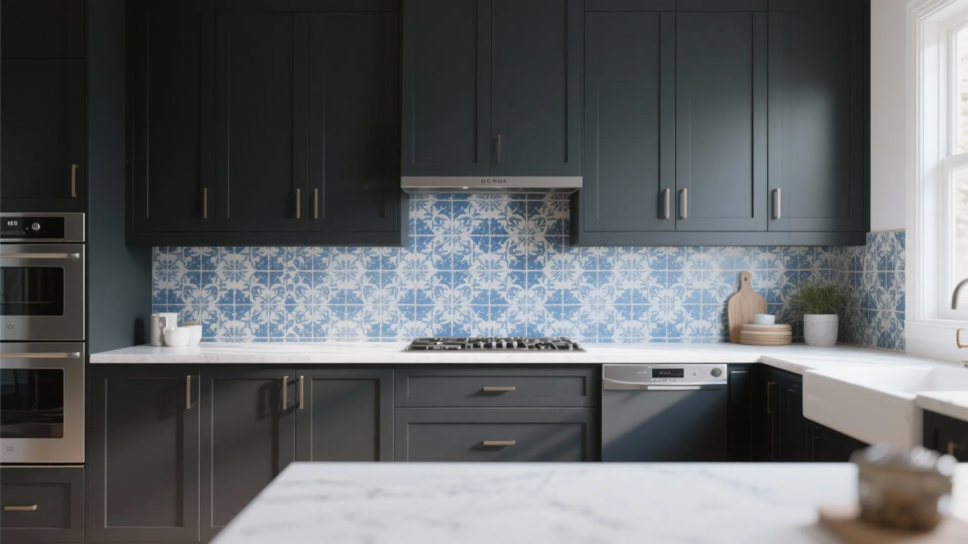 5. Pair with patterned backsplash for personality