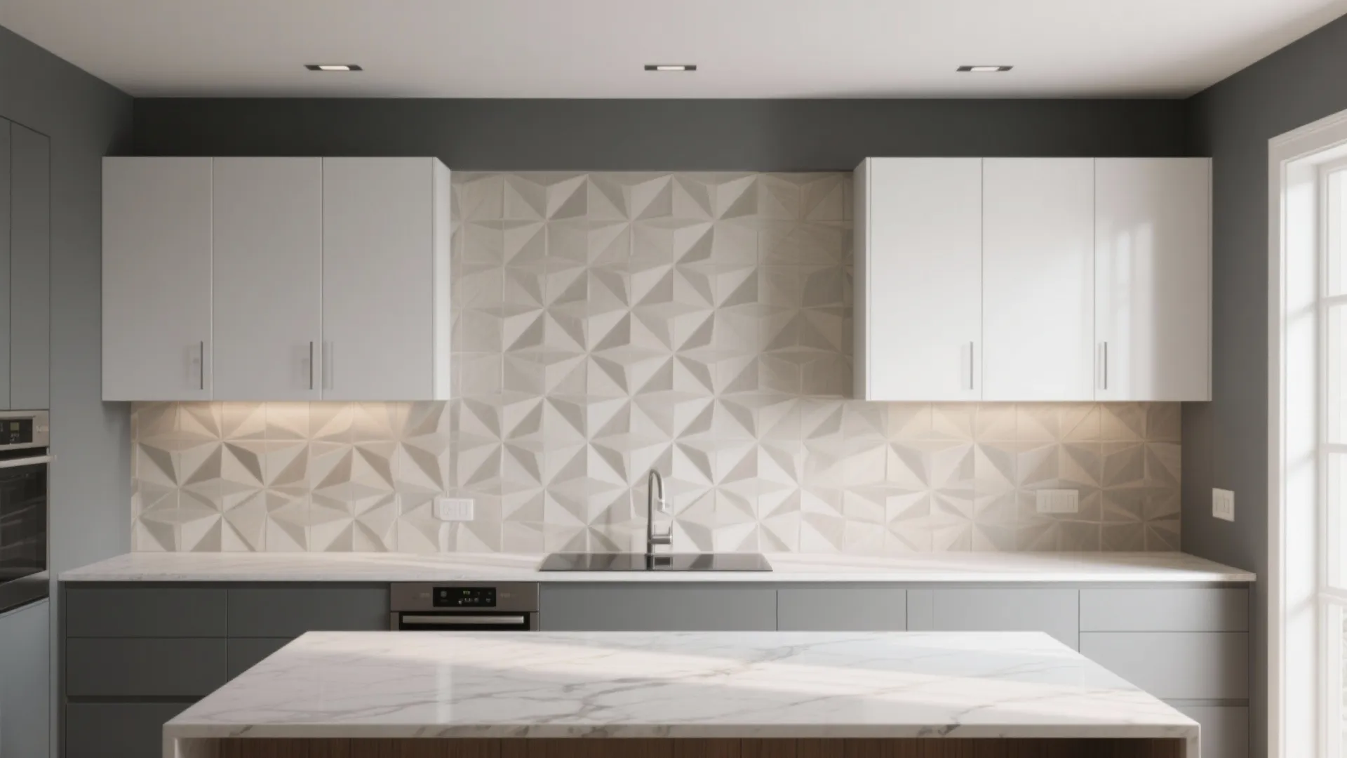 4. Patterned backsplash as the focal point