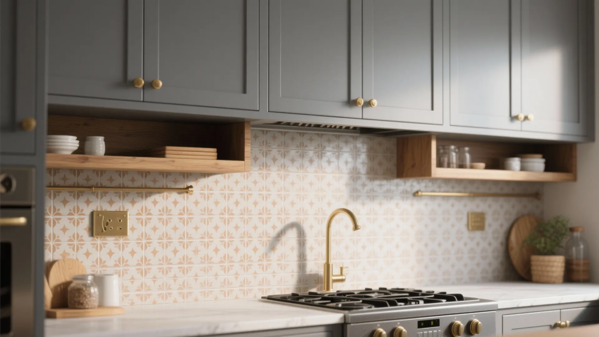 5. Patterned backsplash to add personality