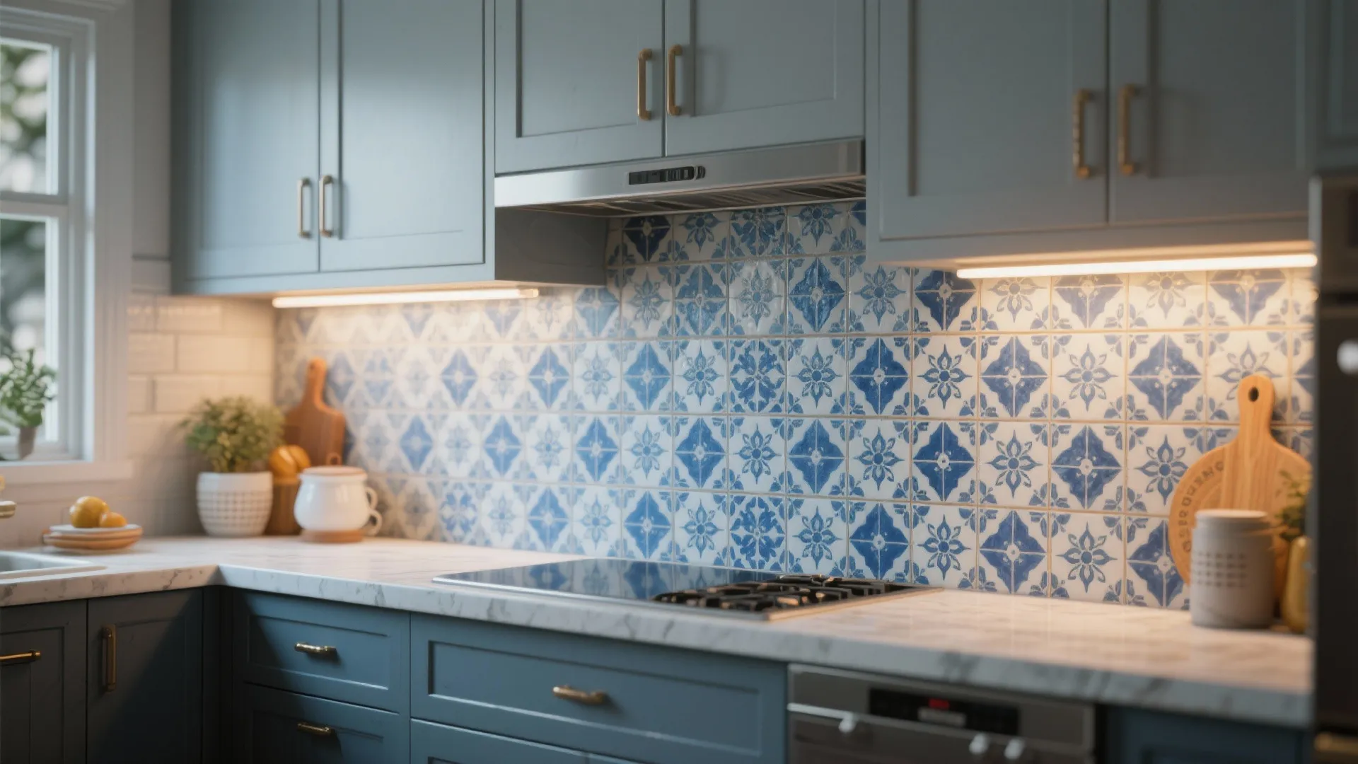 4. Add patterned backsplash for personality