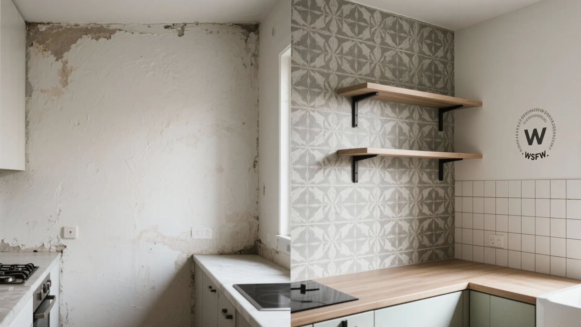 Patterned Cement-Look Tiles as a Focal Wall