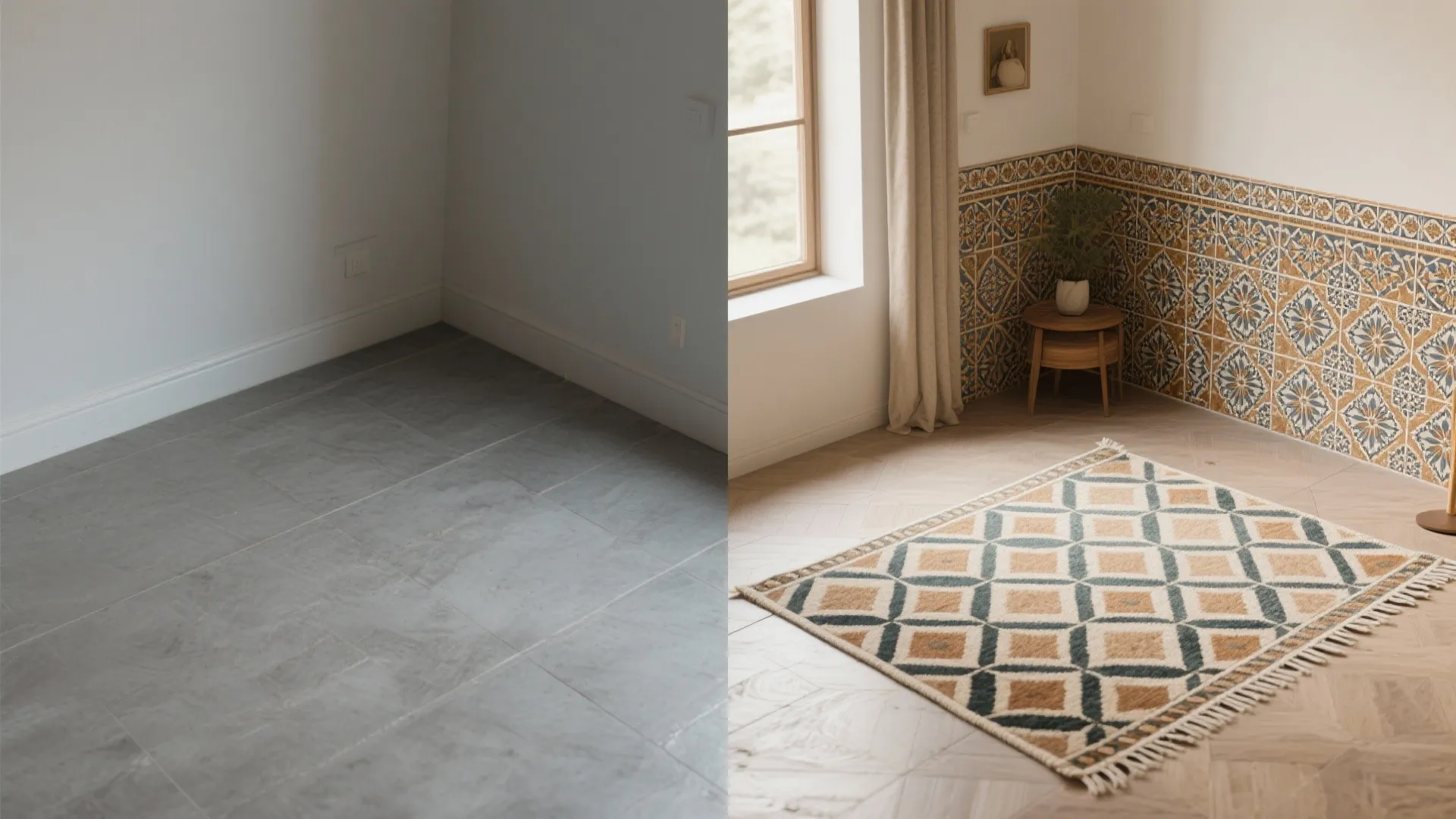 5. Patterned rugs and geometric tiles for personality