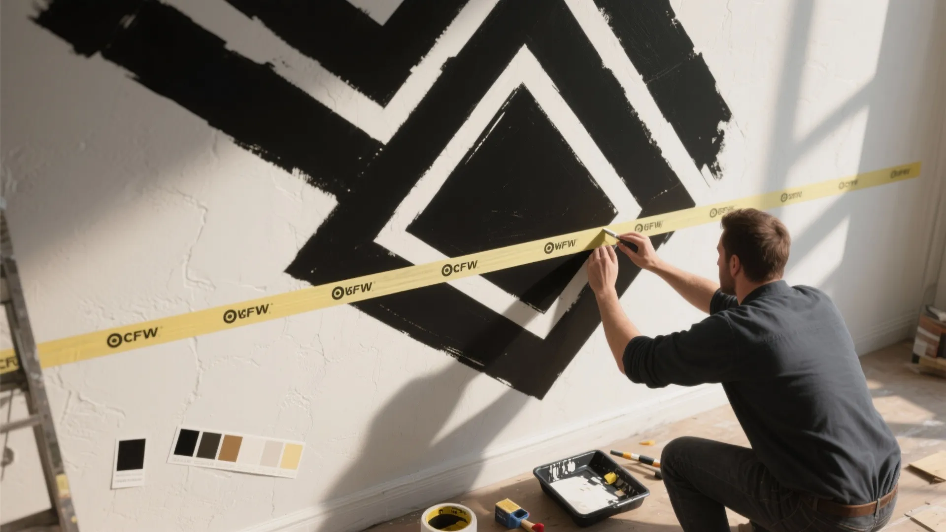 5. Patterned Black Accent Using Stencils or Tape