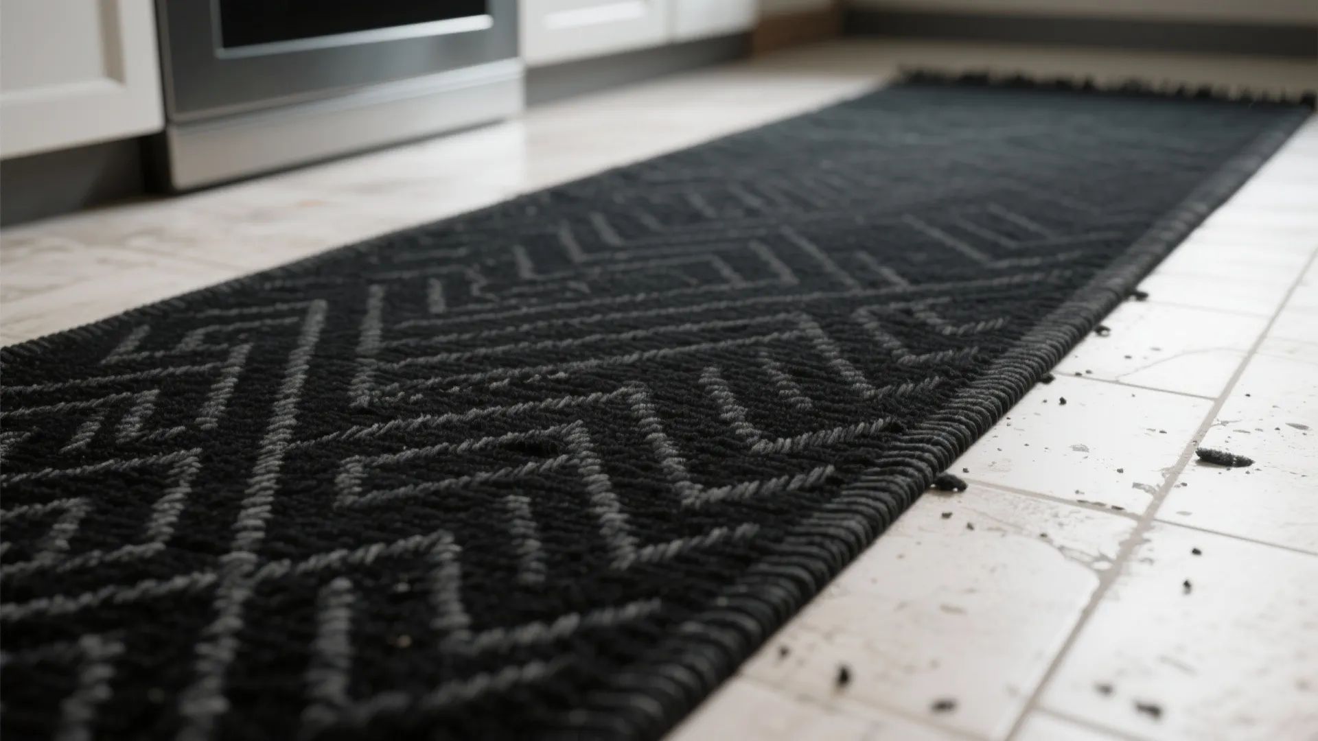 1. Patterned black runner to hide wear